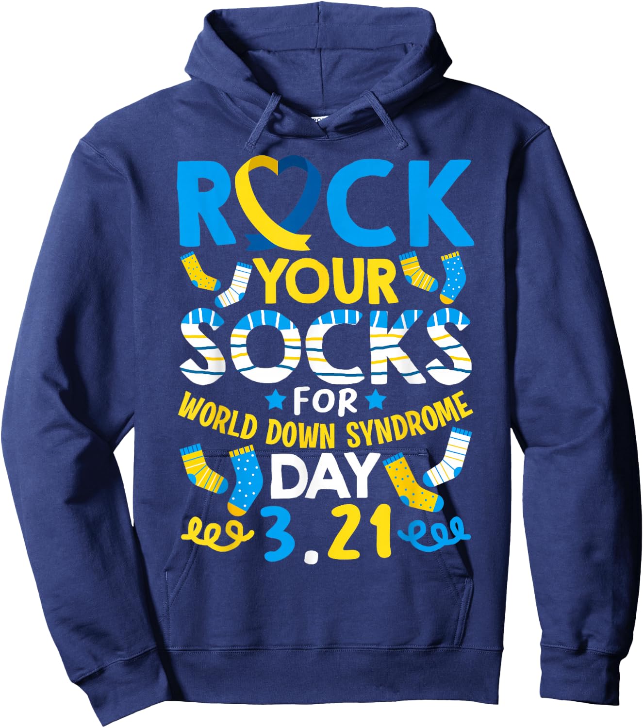 Rock Your Socks Down Syndrome Day Awareness for Boys Girls Hoodie - Hoodie | Navy