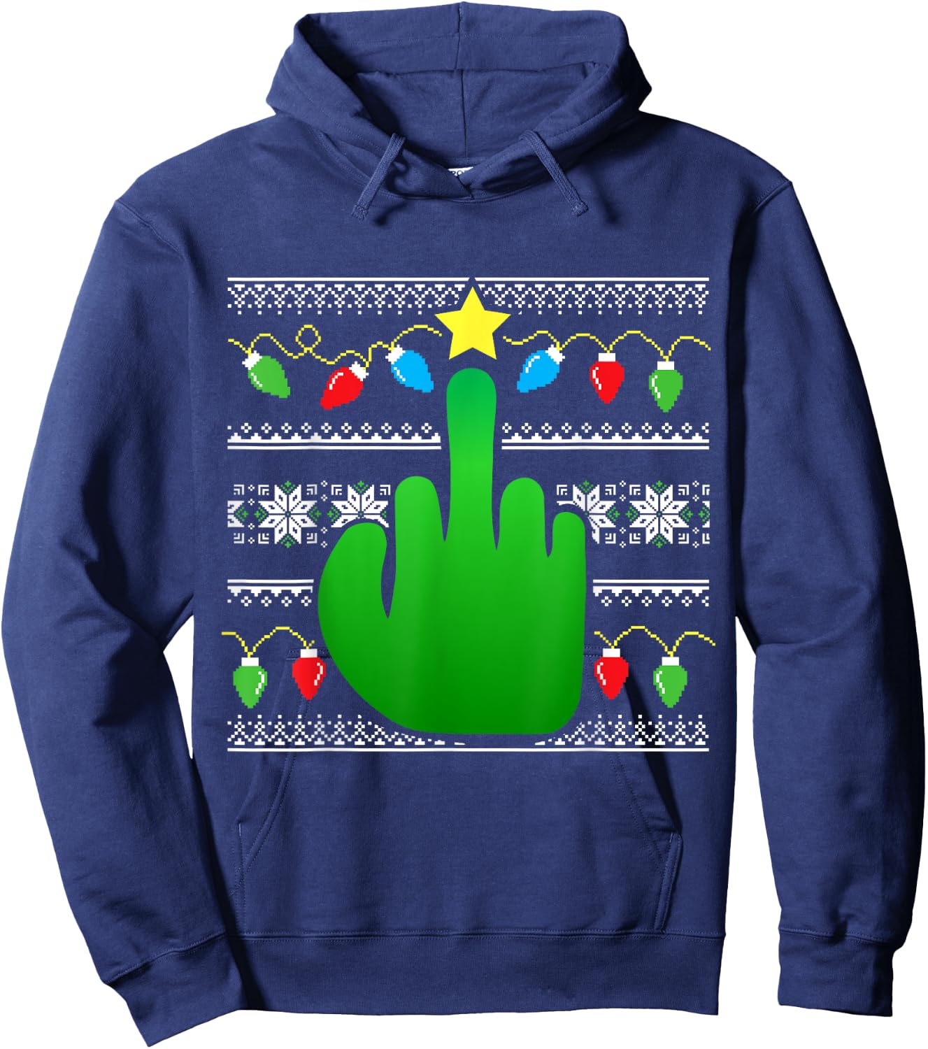 Inappropriate Ugly Christmas Sweater Style Funny Hoodie - Hoodie | Navy