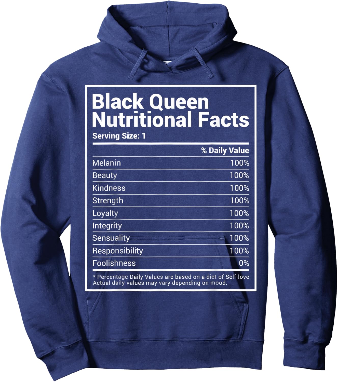 Black Queen Nutrition Facts Proud Black History Month Pride Hoodie - Hoodie | Navy