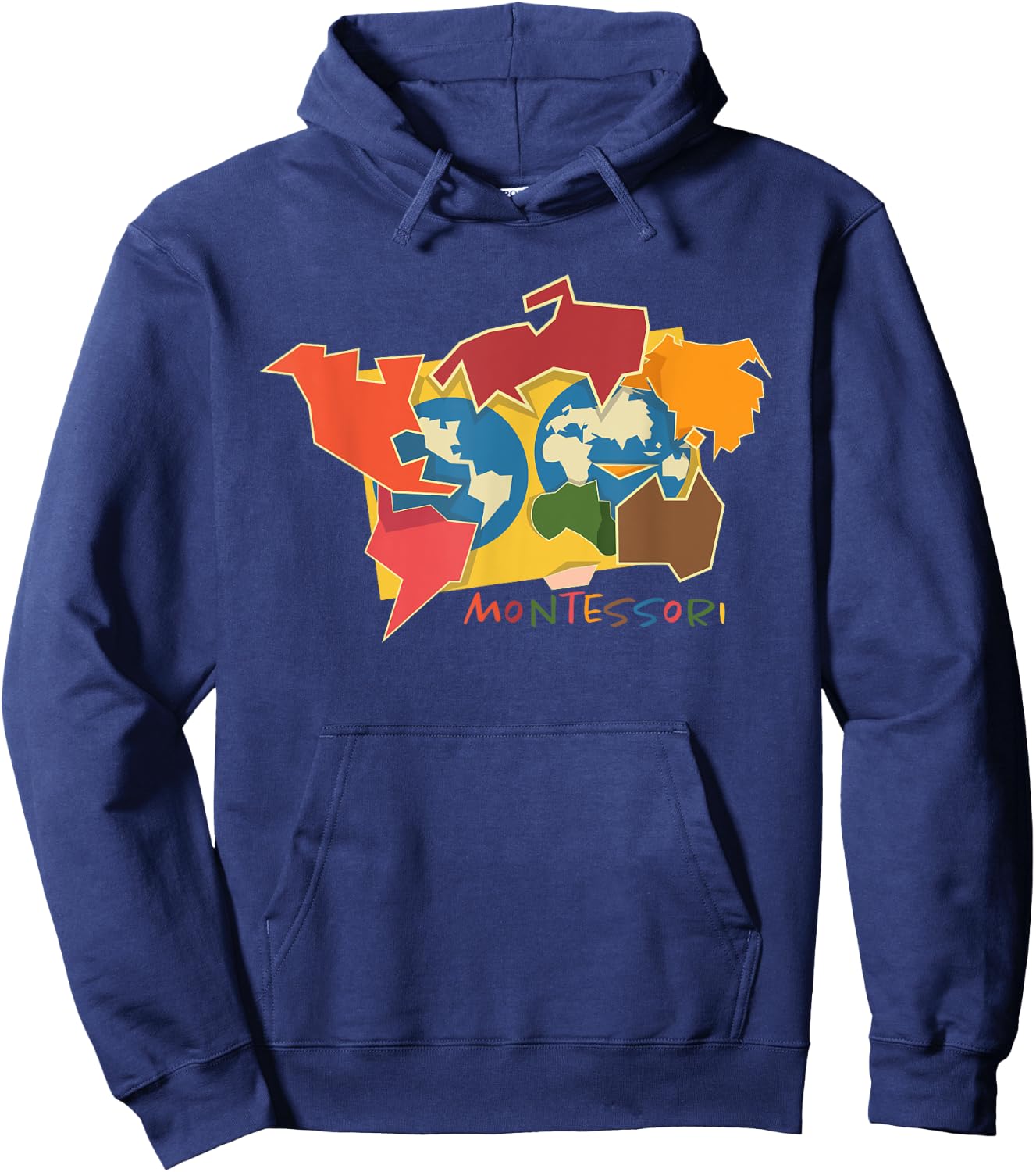 Montessori continent map Hoodie - Hoodie | Navy
