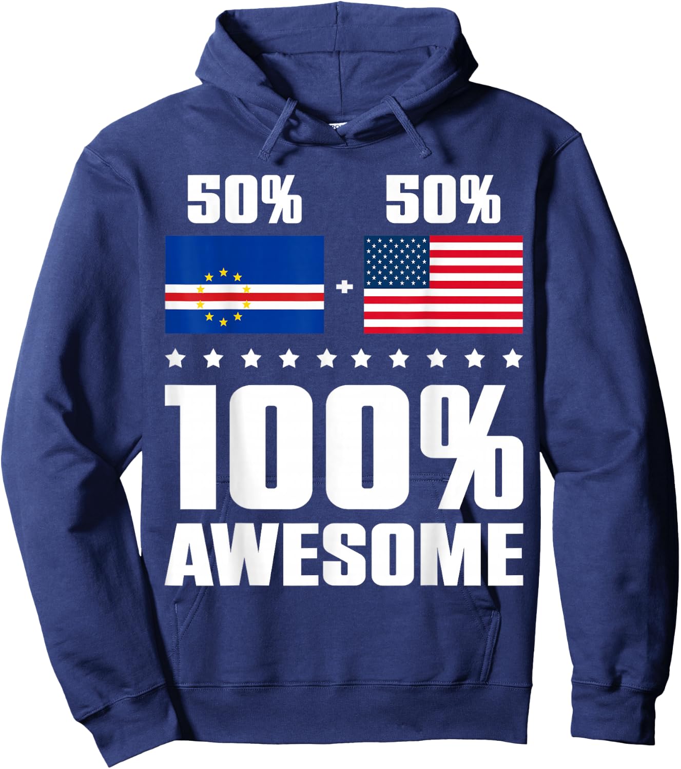 Half Cape Verdean Half American Awesome Cape Verde USA Flag Hoodie - Hoodie | Navy