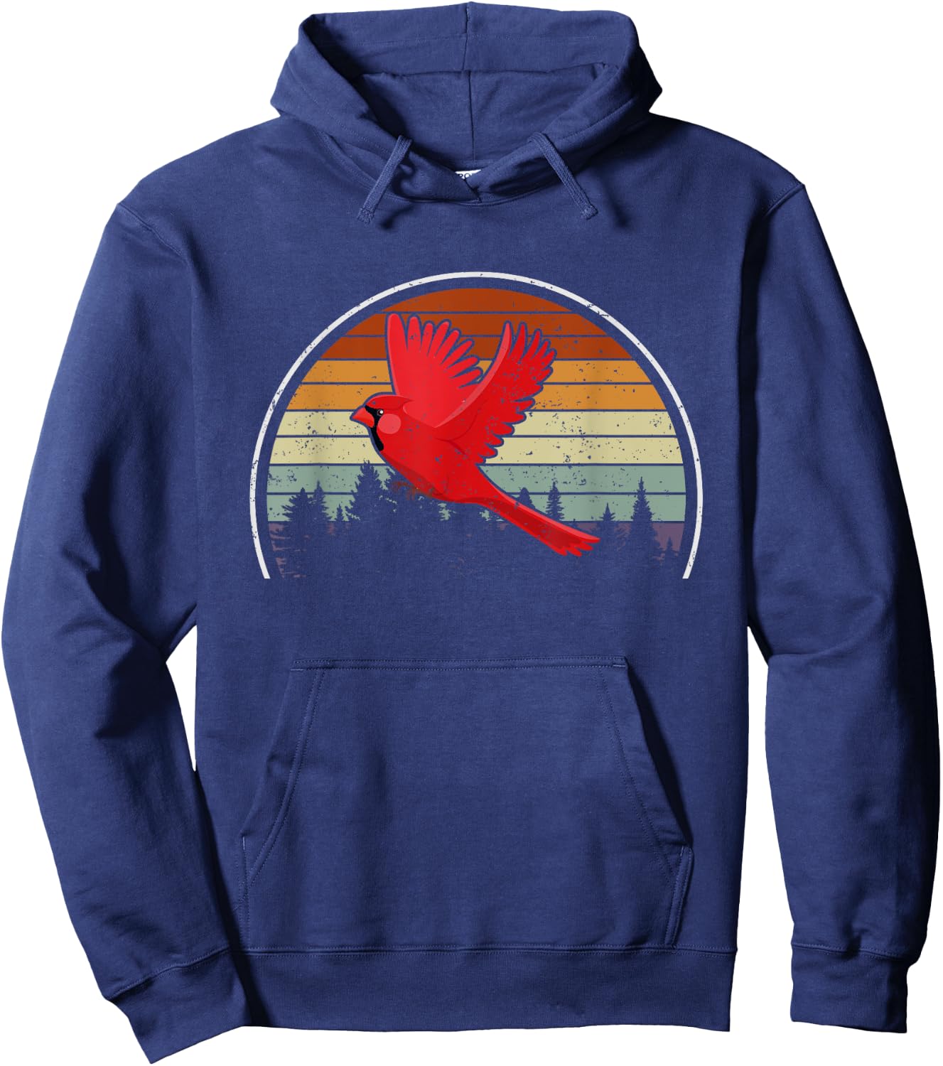 Birdwatcher Bird Lover Nature Bird Retro Red Cardinal Hoodie - Hoodie | Navy