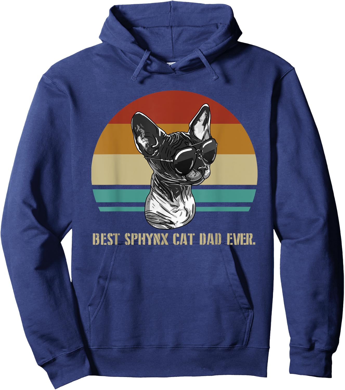 Best Sphynx Cat Dad Ever Retro Feline Animal Lover Gift Men Hoodie - Hoodie | Navy