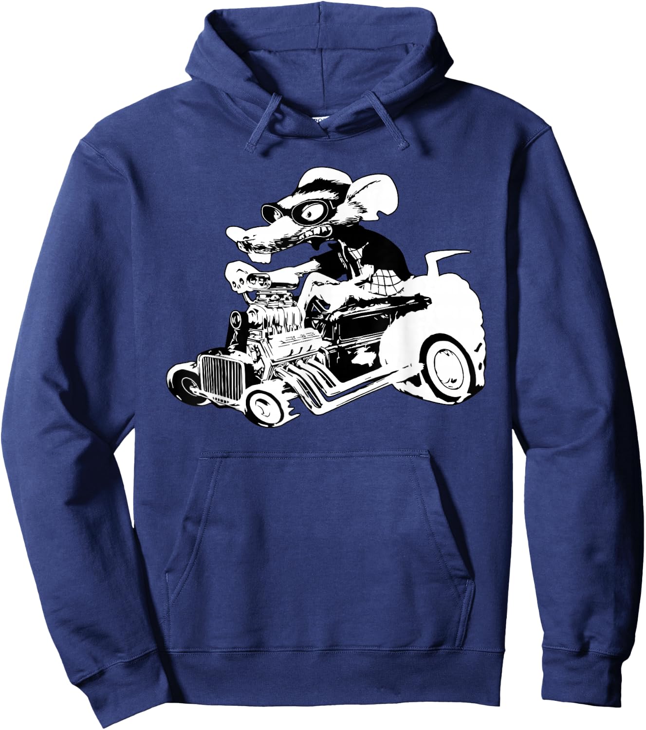 Rat Rod Shirt Rat on top of Hot Rod Gift Hoodie - Hoodie | Navy
