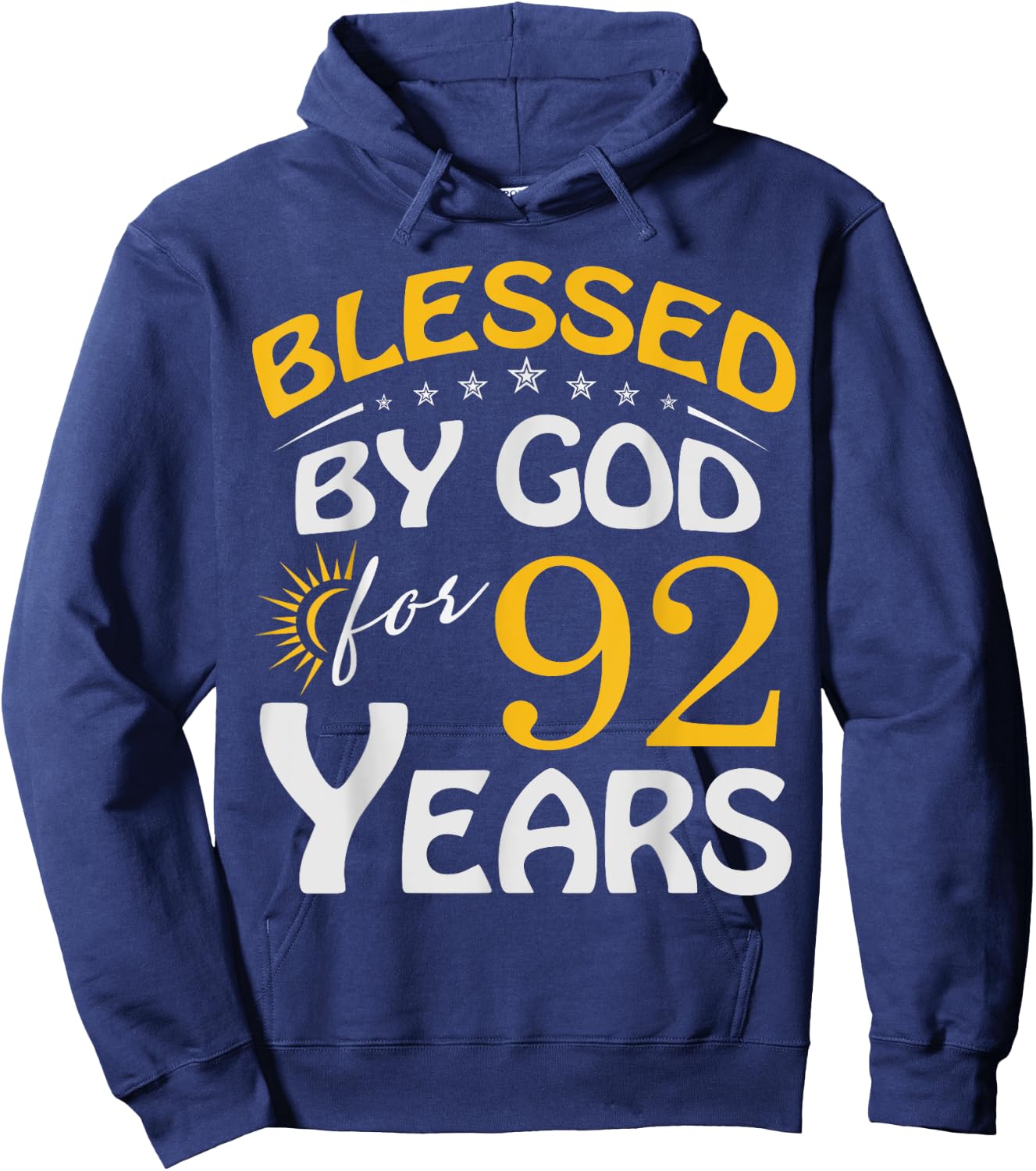 Vintage Blessed by God For 92 Years Old Happy 92nd Birthday Hoodie - Hoodie | Navy