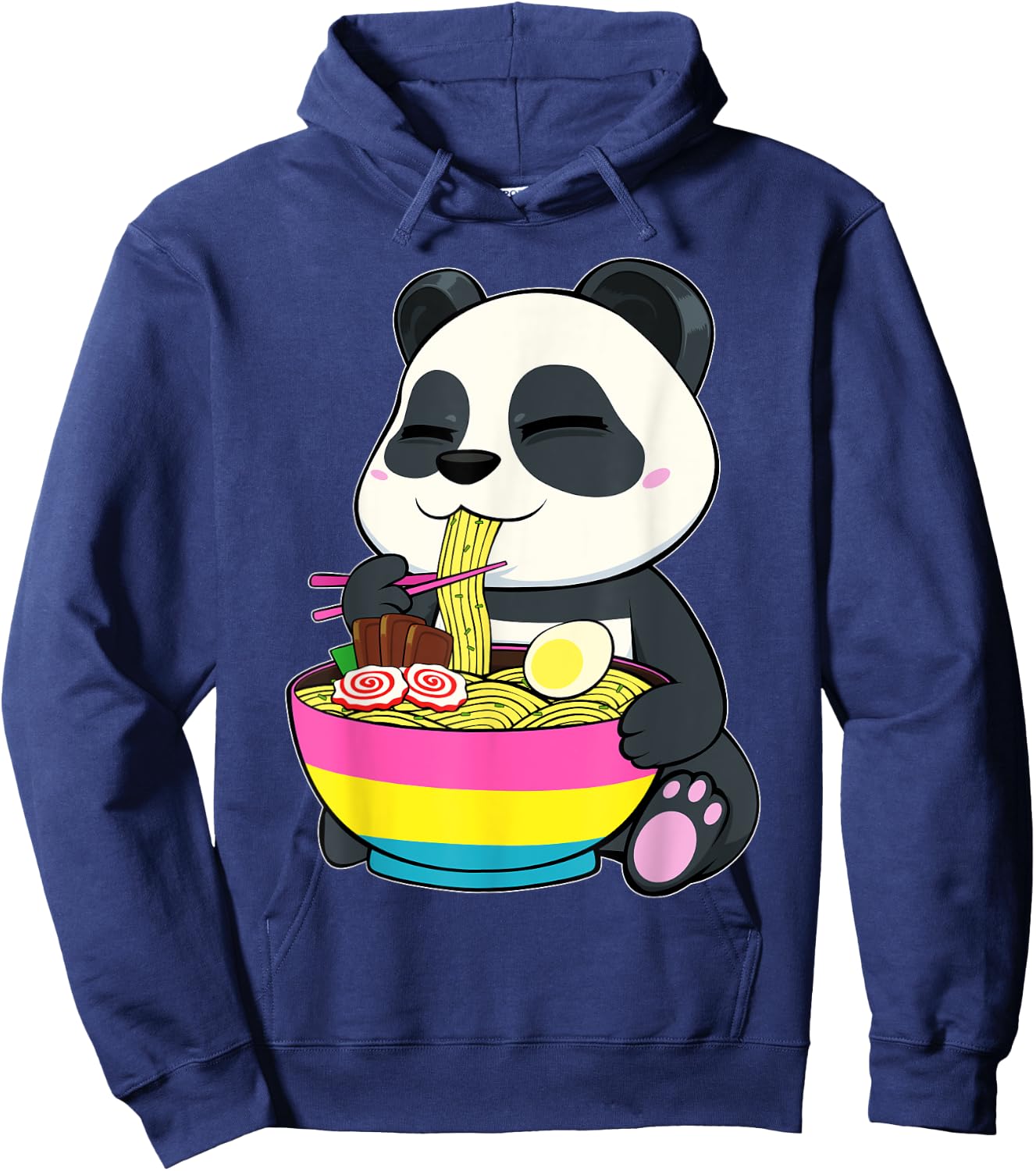 Panda Eating Ramen LGBT-Q Pansexual Pride Pan Flag Color Hoodie - Hoodie | Navy