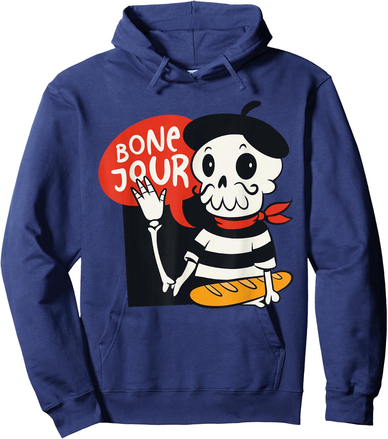 French Halloween Shirt Bone-Jour Shirt Halloween Skeleton Hoodie - Hoodie | Navy