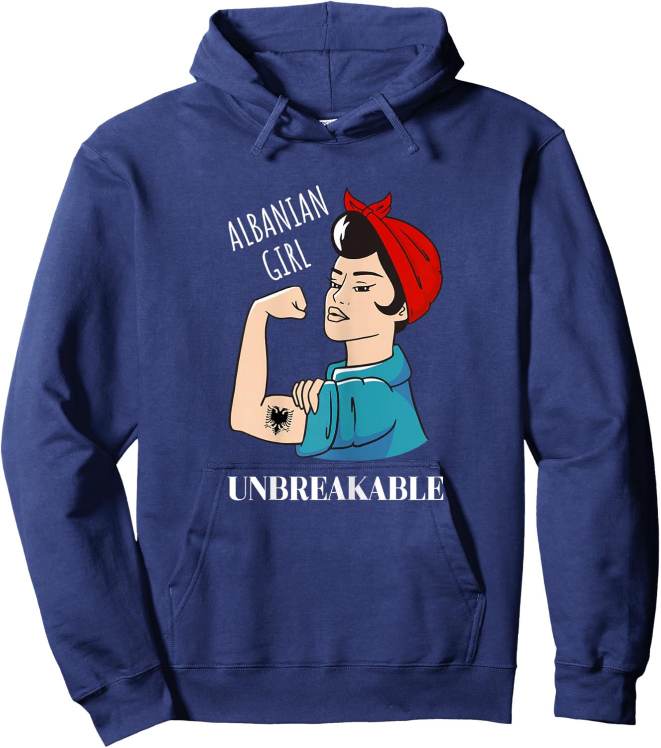 Albanian Girl Unbreakable Heritage Albania Eagle Hoodie - Hoodie | Navy