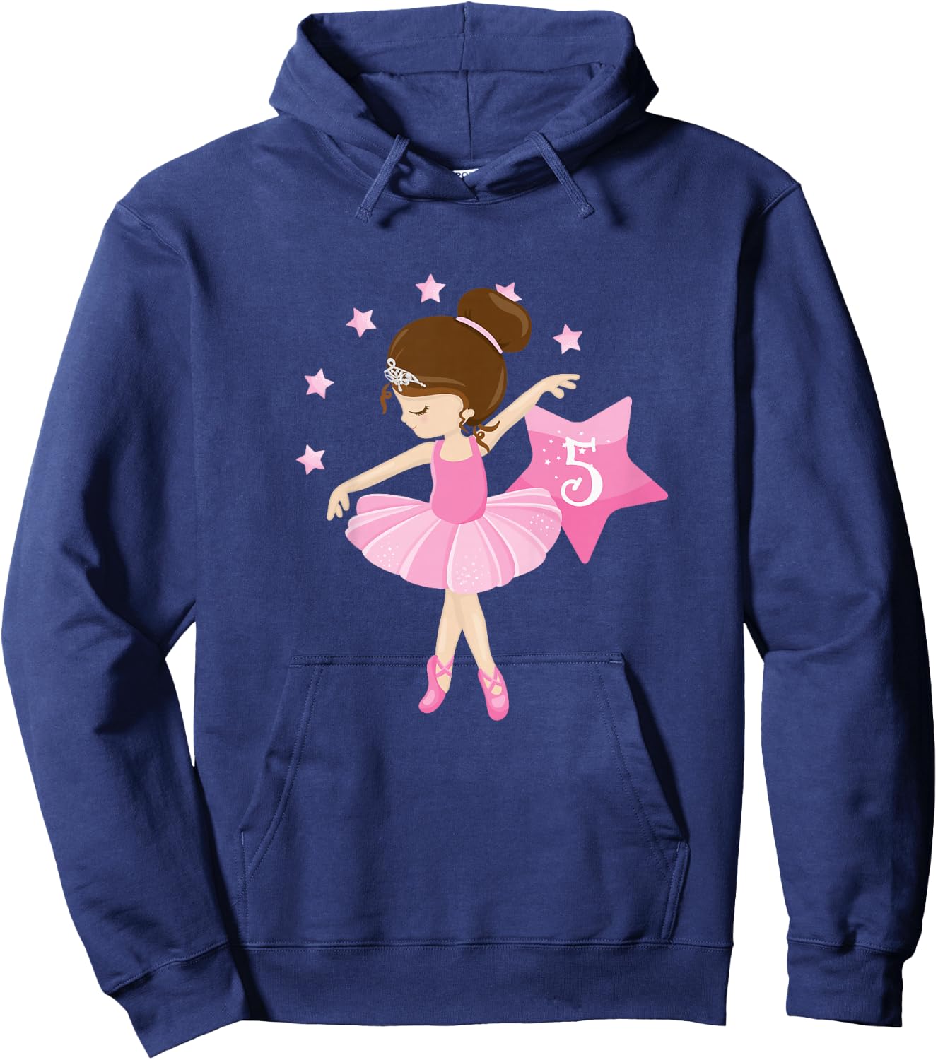 Kids Kids 5th Birthday Ballerina Gift 5 Year Old Girls Hoodie - Hoodie | Navy