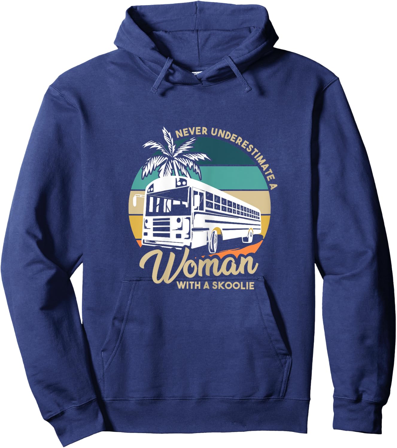 Vintage Camping Bus Design for a Skoolie Owner Hoodie - Hoodie | Navy