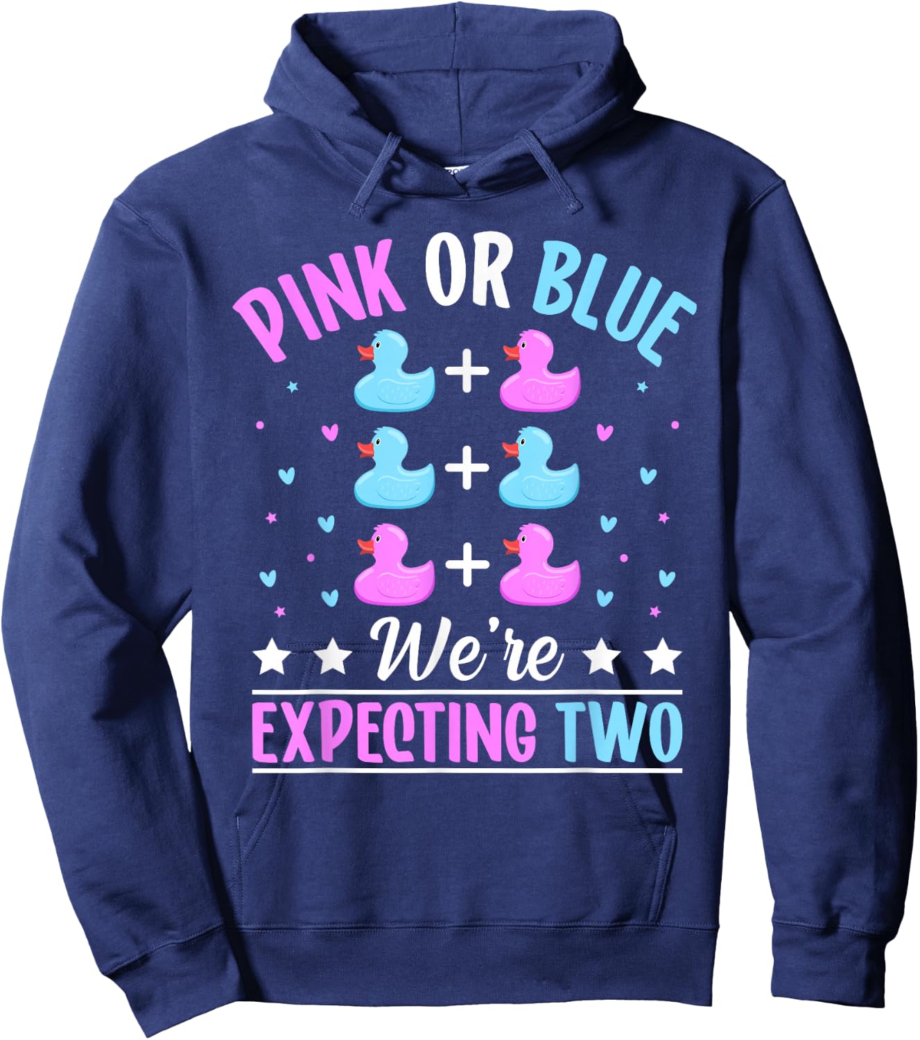 Pink or Blue We're expecting Two Twins Gender Announcement Hoodie - Hoodie | Navy