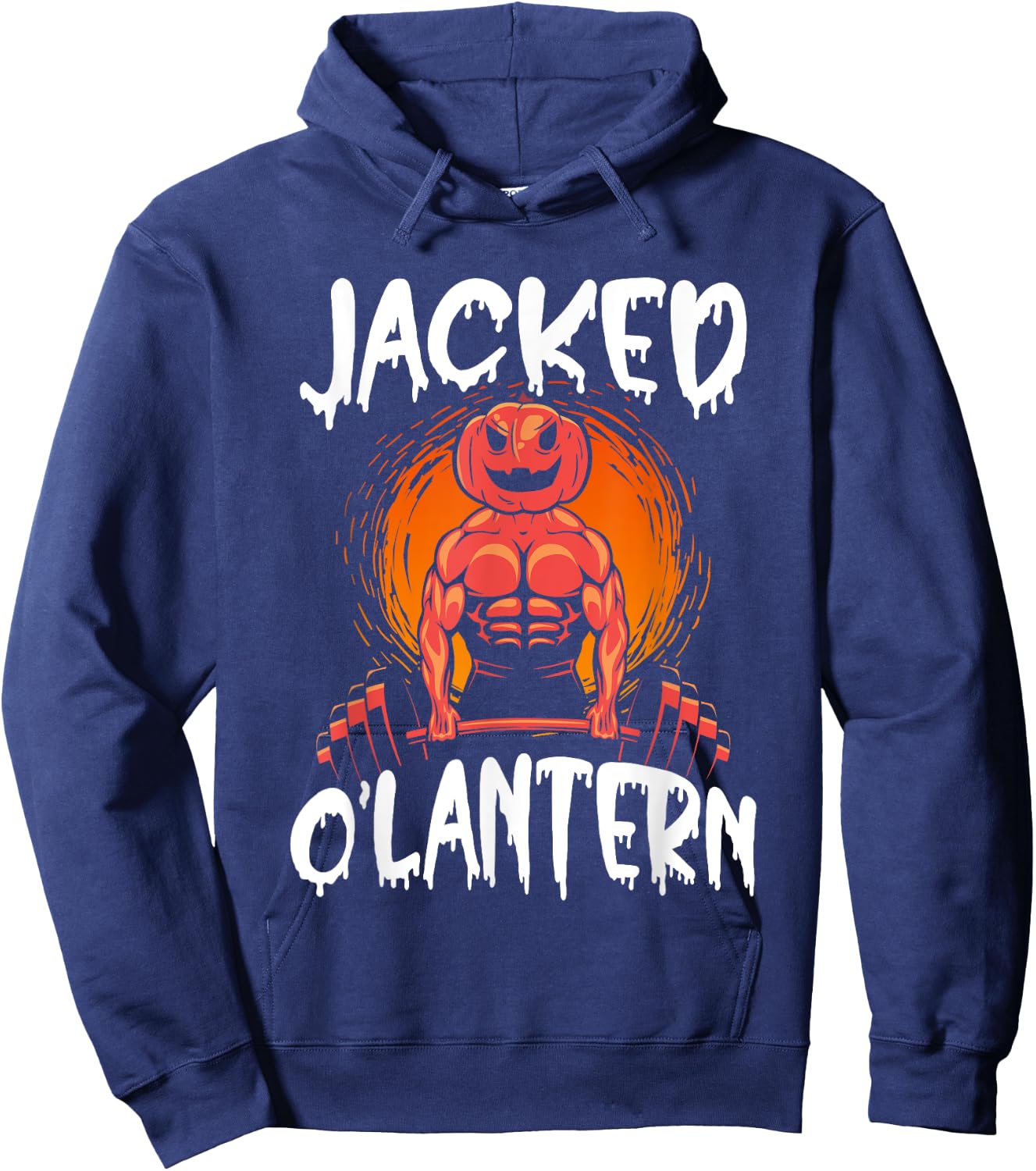 Jacked O Lantern Halloween Weightlifting Muscle Workout Hoodie - Hoodie | Navy