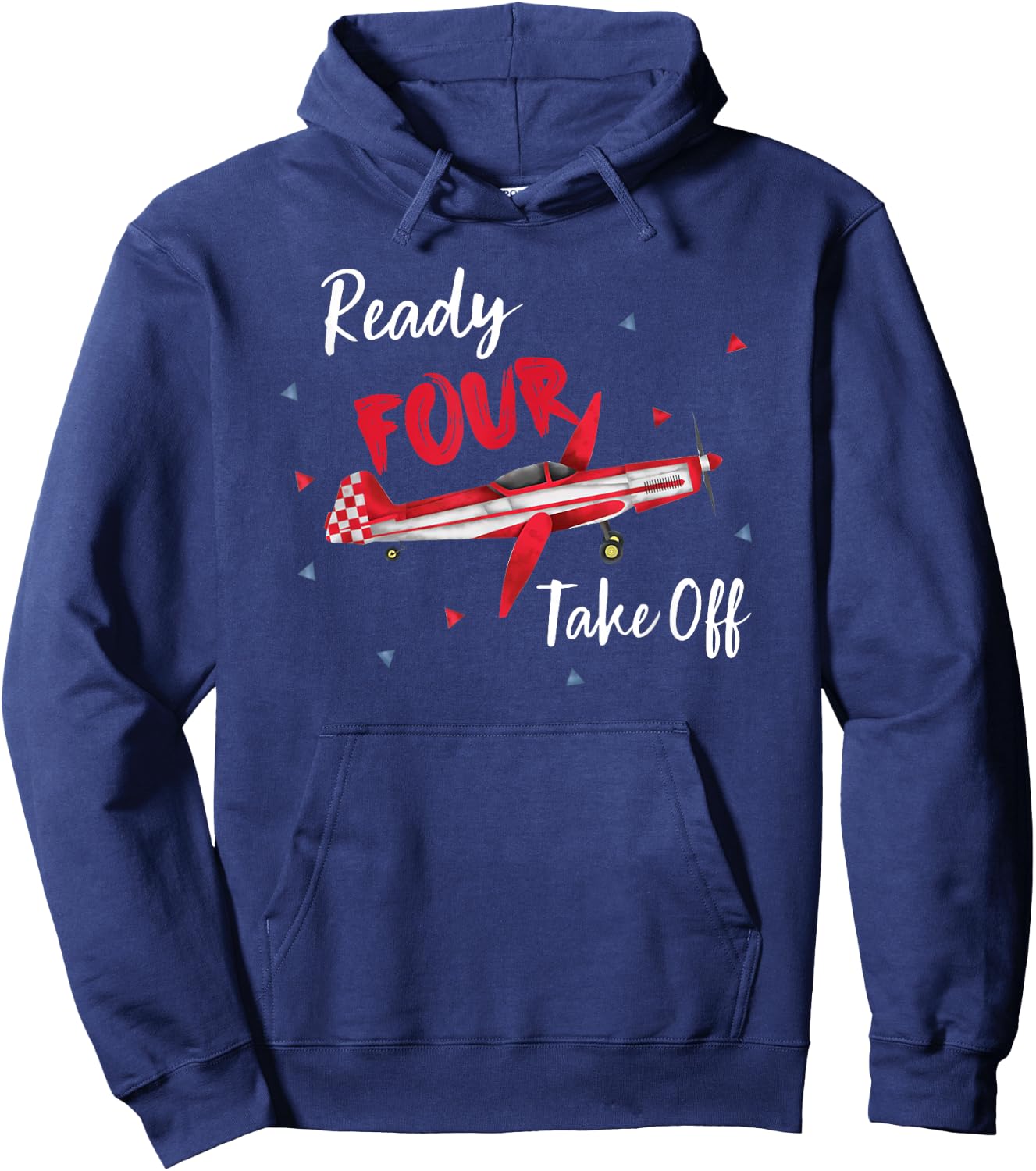Ready Four Take Off Years Old Birthday 4th Bday Boy Airplane Hoodie - Hoodie | Navy