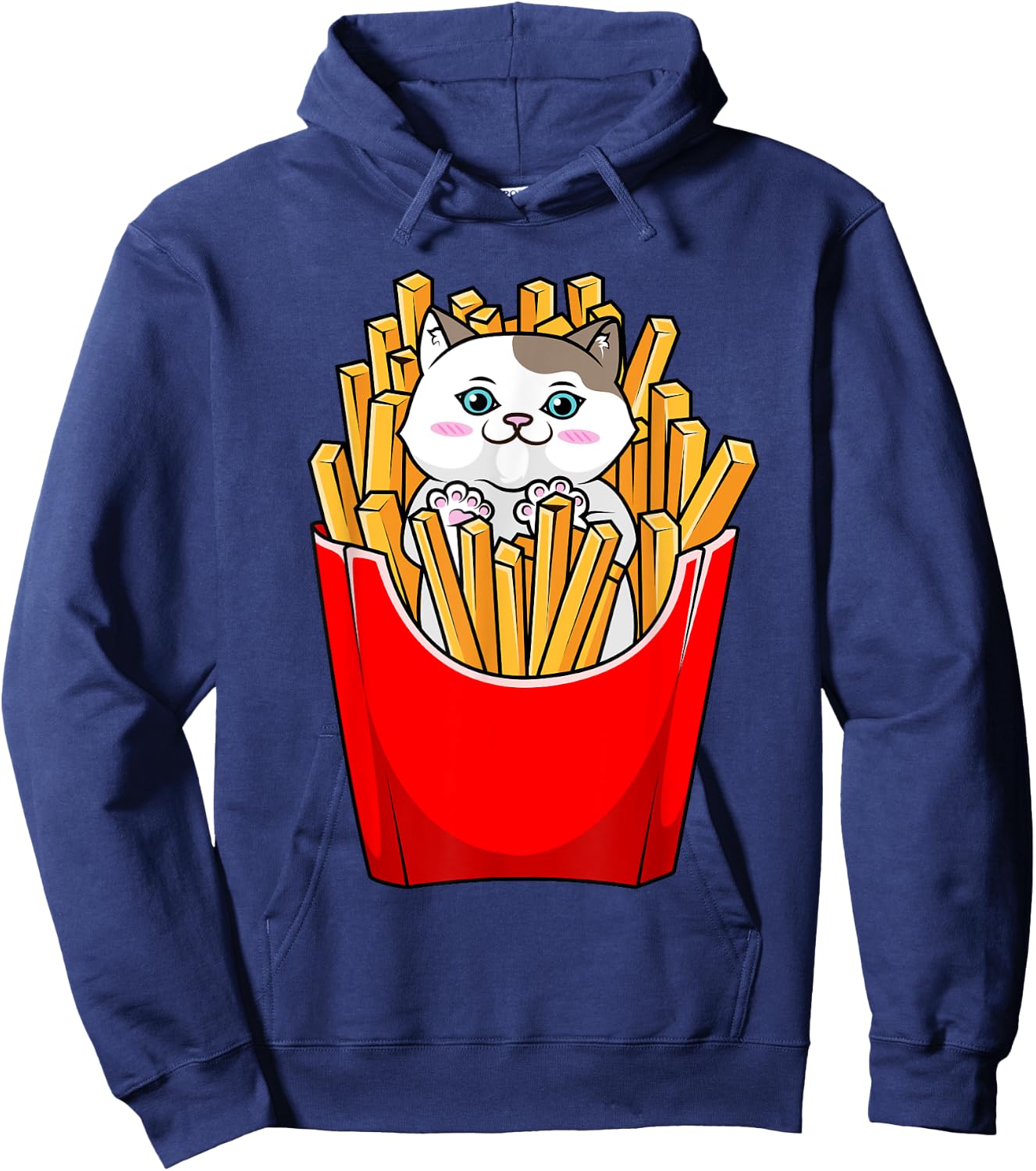 French Fries Cute Kitty Cat Funny Hoodie - Hoodie | Navy
