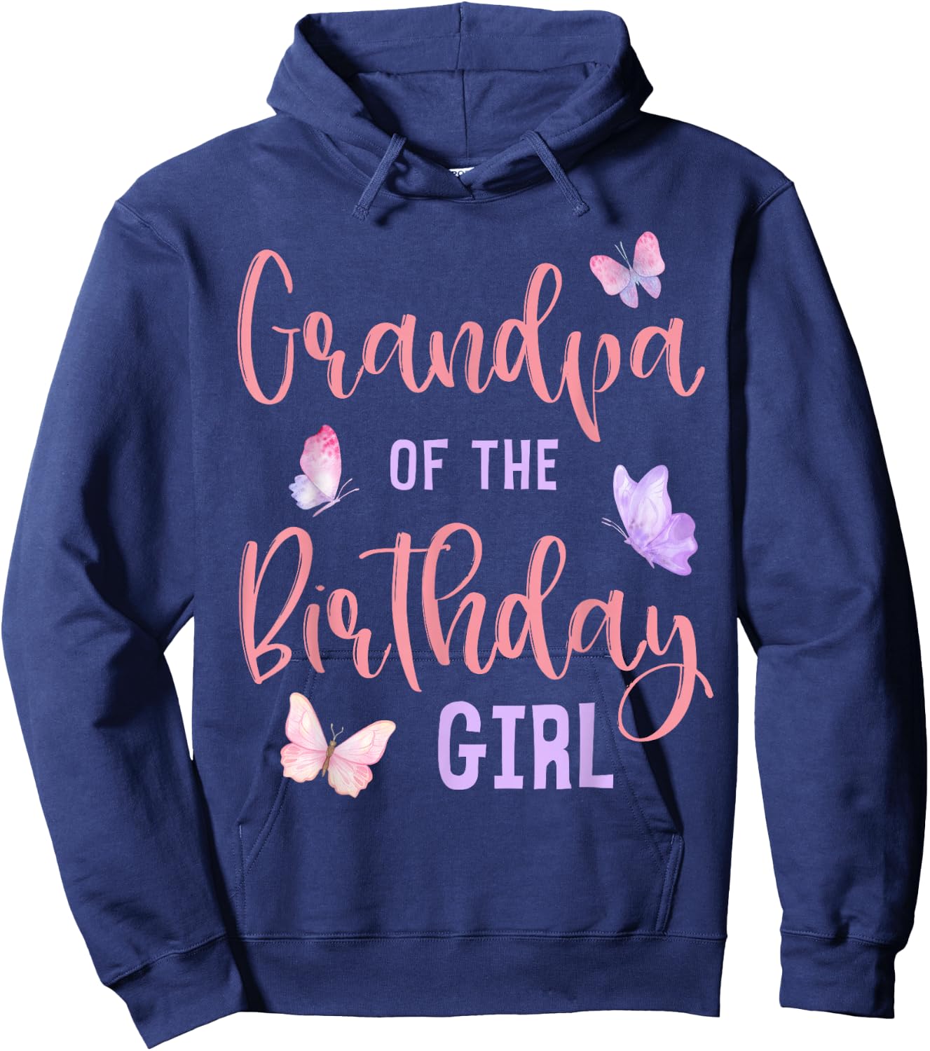 Grandpa of The Birthday Girl Butterfly Party Matching Family Hoodie - Hoodie | Navy