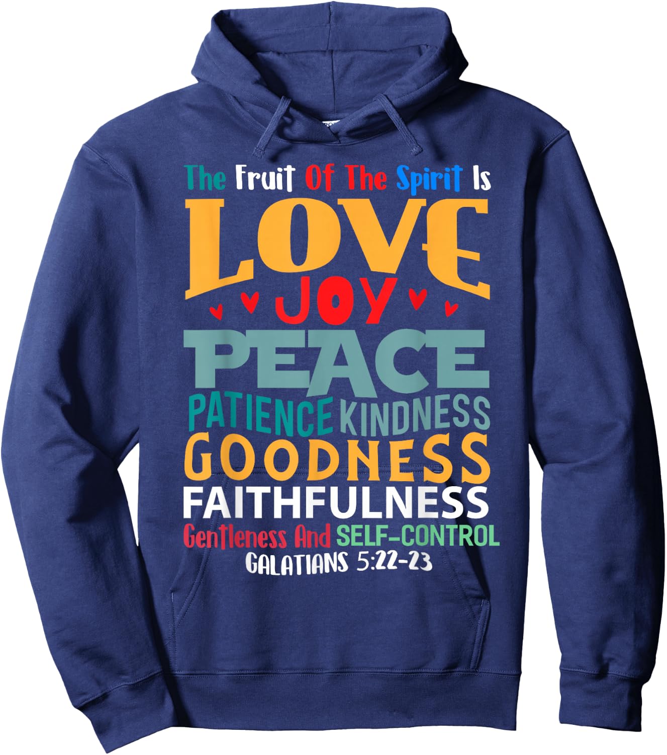 Religious Designs By ShirtZilla Fruit Of The Spirit Christian Bible Verse Hoodie - Hoodie | Navy