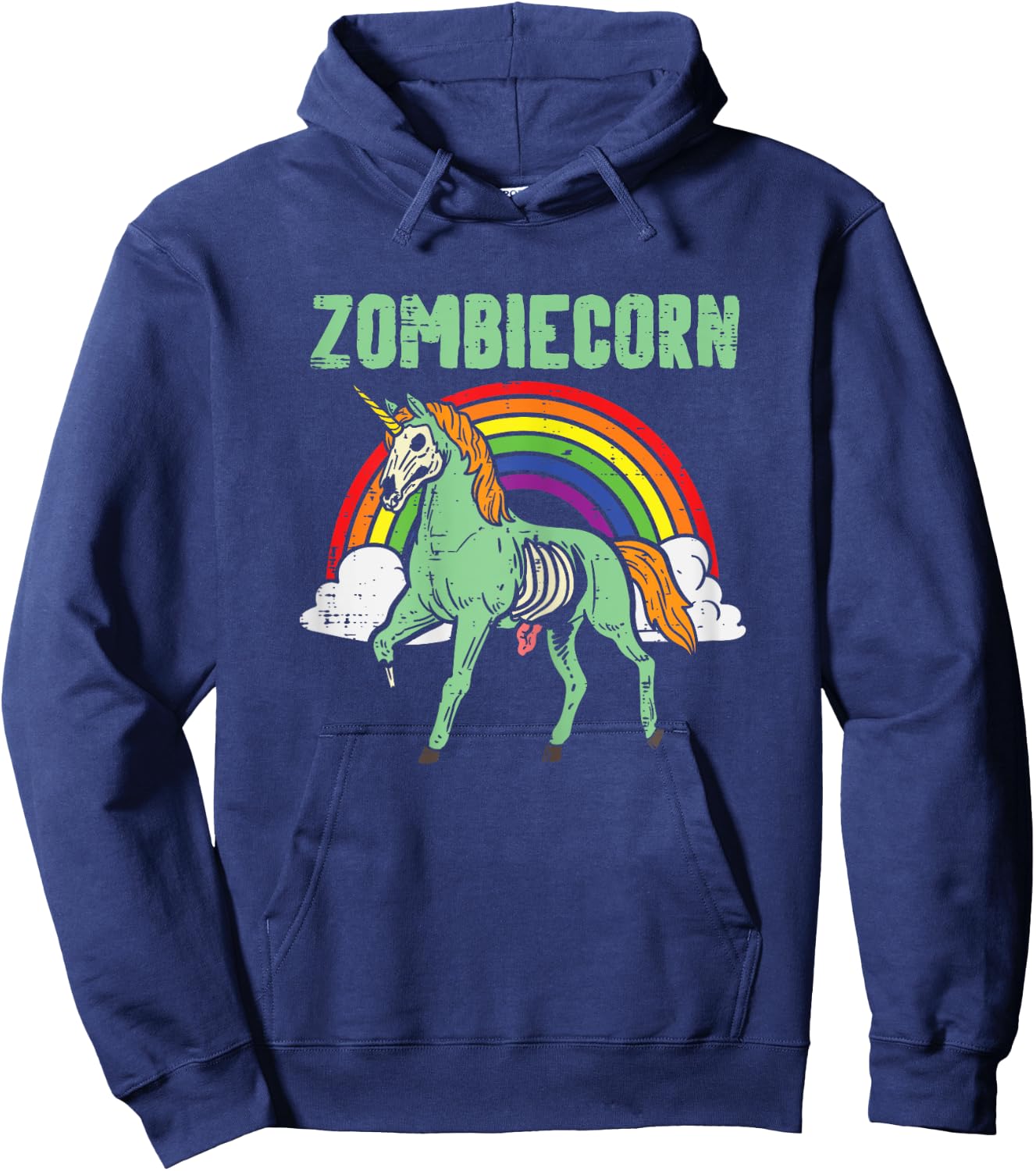 Zombicorn Zombie Unicorn Rainbow Scary Halloween Girls Women Hoodie - Hoodie | Navy