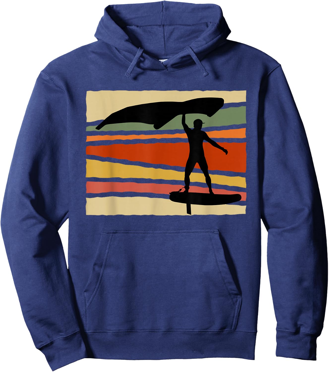 Wingsurf Wingfoil Wing Foil Surf Retro Surfer Hoodie - Hoodie | Navy