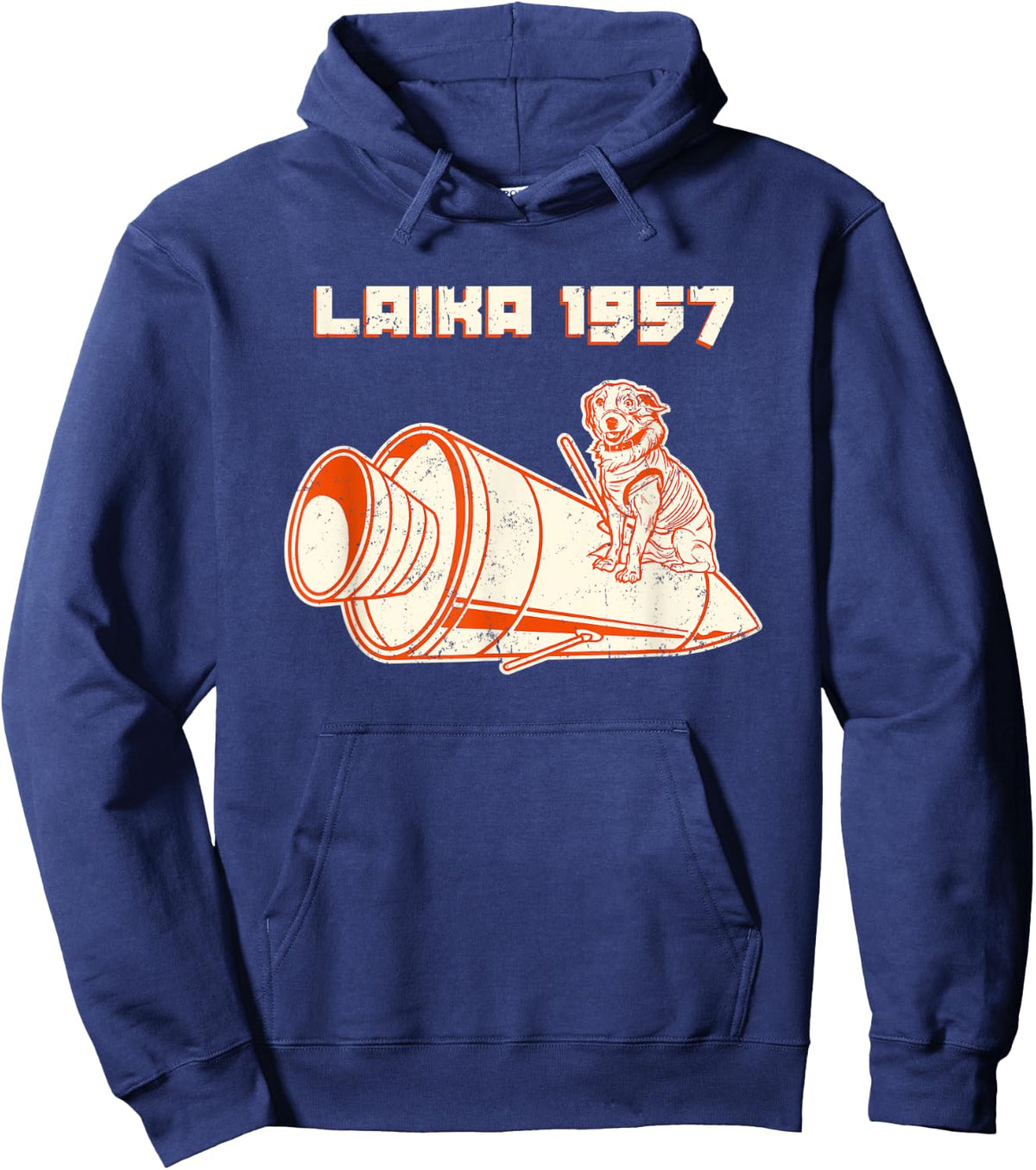 Laika Gagarin Dog Sputnik Russian Russia USSR Women Hoodie - Hoodie | Navy