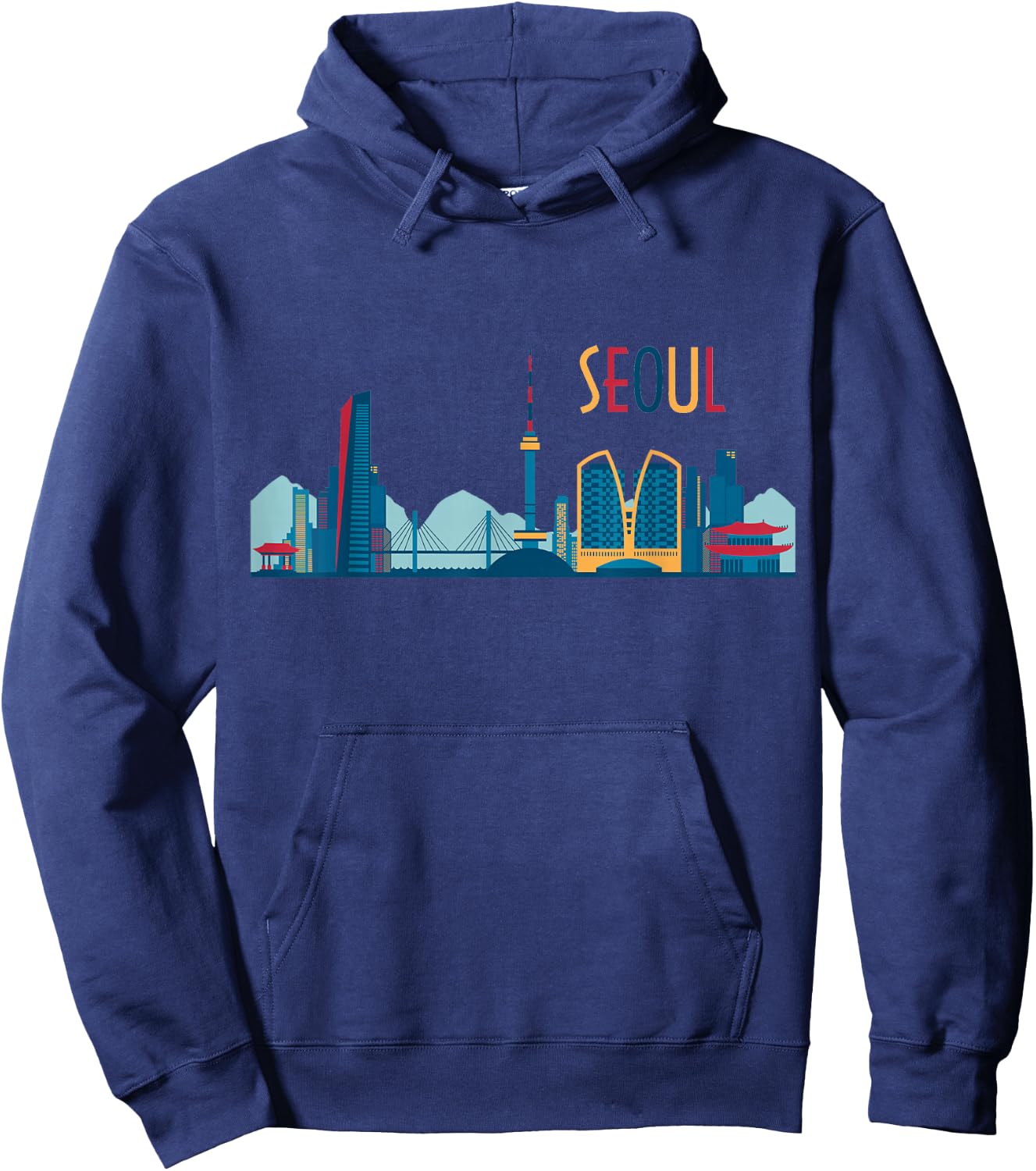 Seoul Skyline South Korea Vintage Seoul Hoodie - Hoodie | Navy