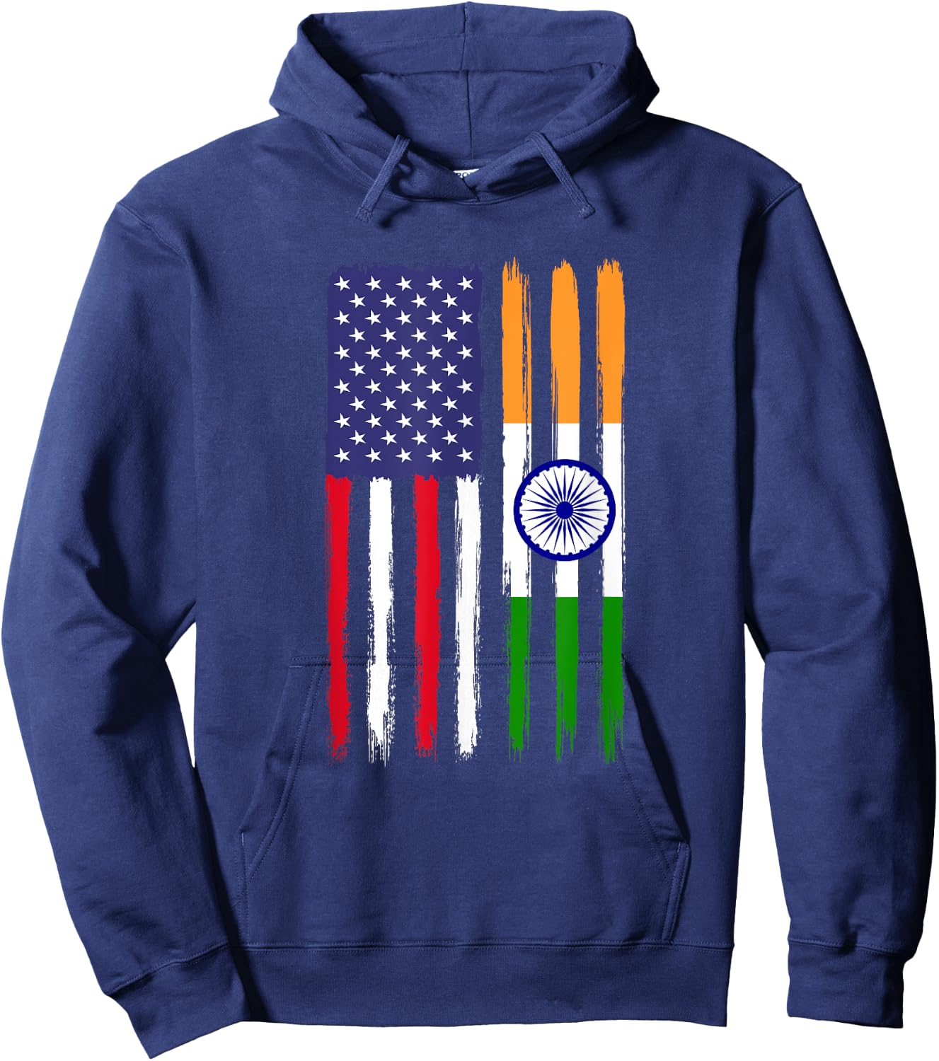 Indian Roots Half American Flag Patriotic Indian Hoodie - Hoodie | Navy