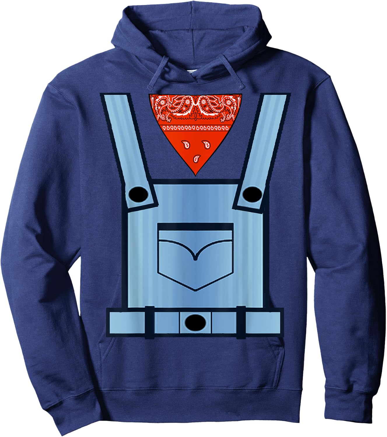 Farmer Bib Overall Cowboy Bandana Printed Costume Hoodie - Hoodie | Navy