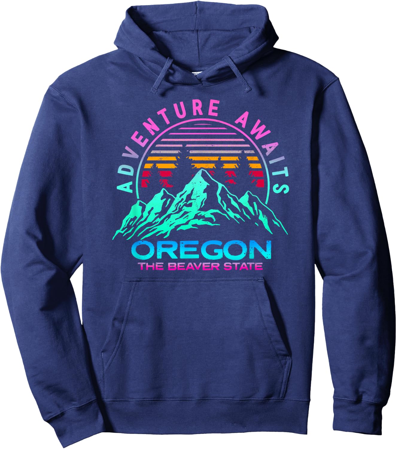 Oregon Retro Vintage Mountains & Outdoors Wilderness State Hoodie - Hoodie | Navy