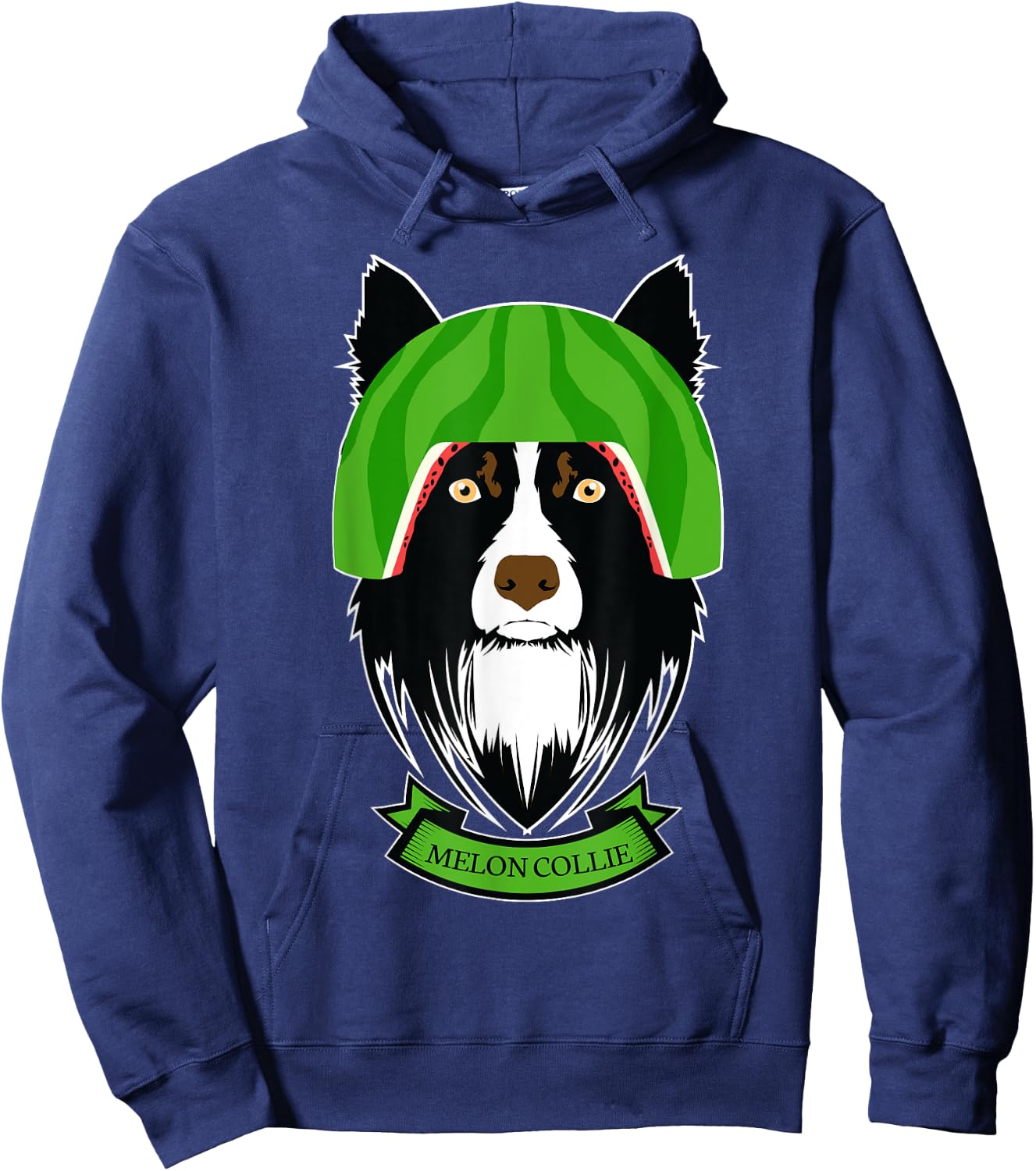 Funny Melon Collie Melancholy Dog Lover Pun Rough Collie Men Women Kids Hoodie - Hoodie | Navy