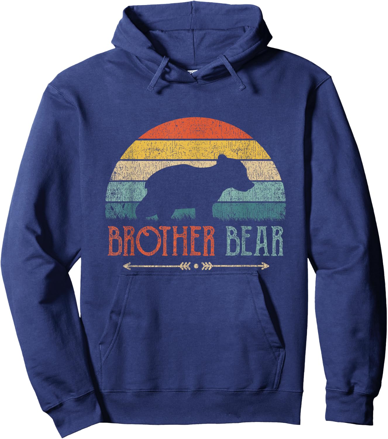 Cute Brother Bear Vintage Gift Boys Retro Little Brother Hoodie - Hoodie | Navy