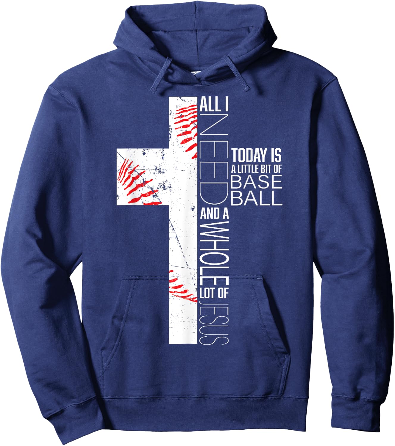 Funny Baseball Jesus Sayings Christian Cross Graphic Print Hoodie - Hoodie | Navy