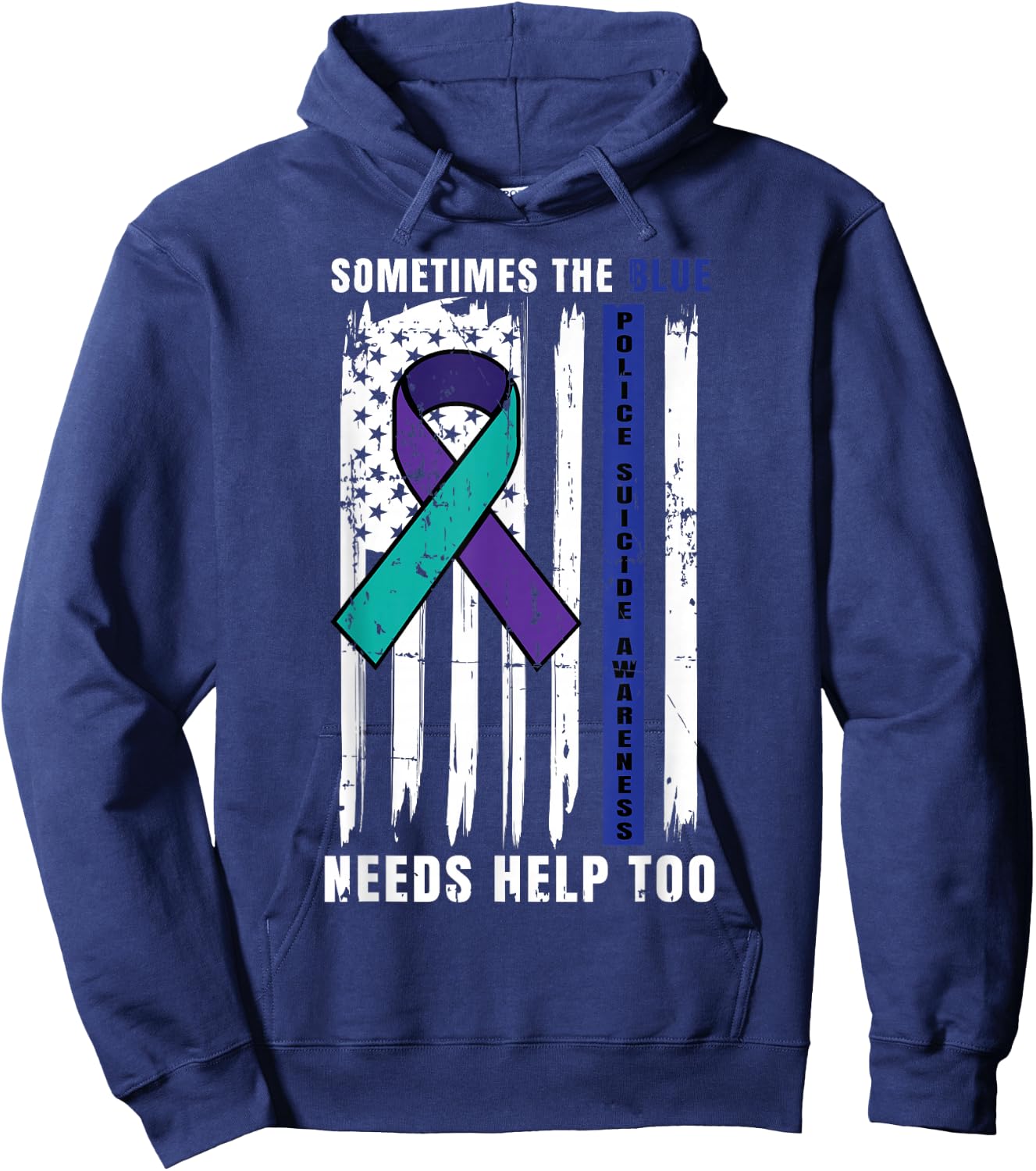 Support Blue Lives Police Suicide Awareness Law Enforcement Hoodie - Hoodie | Navy