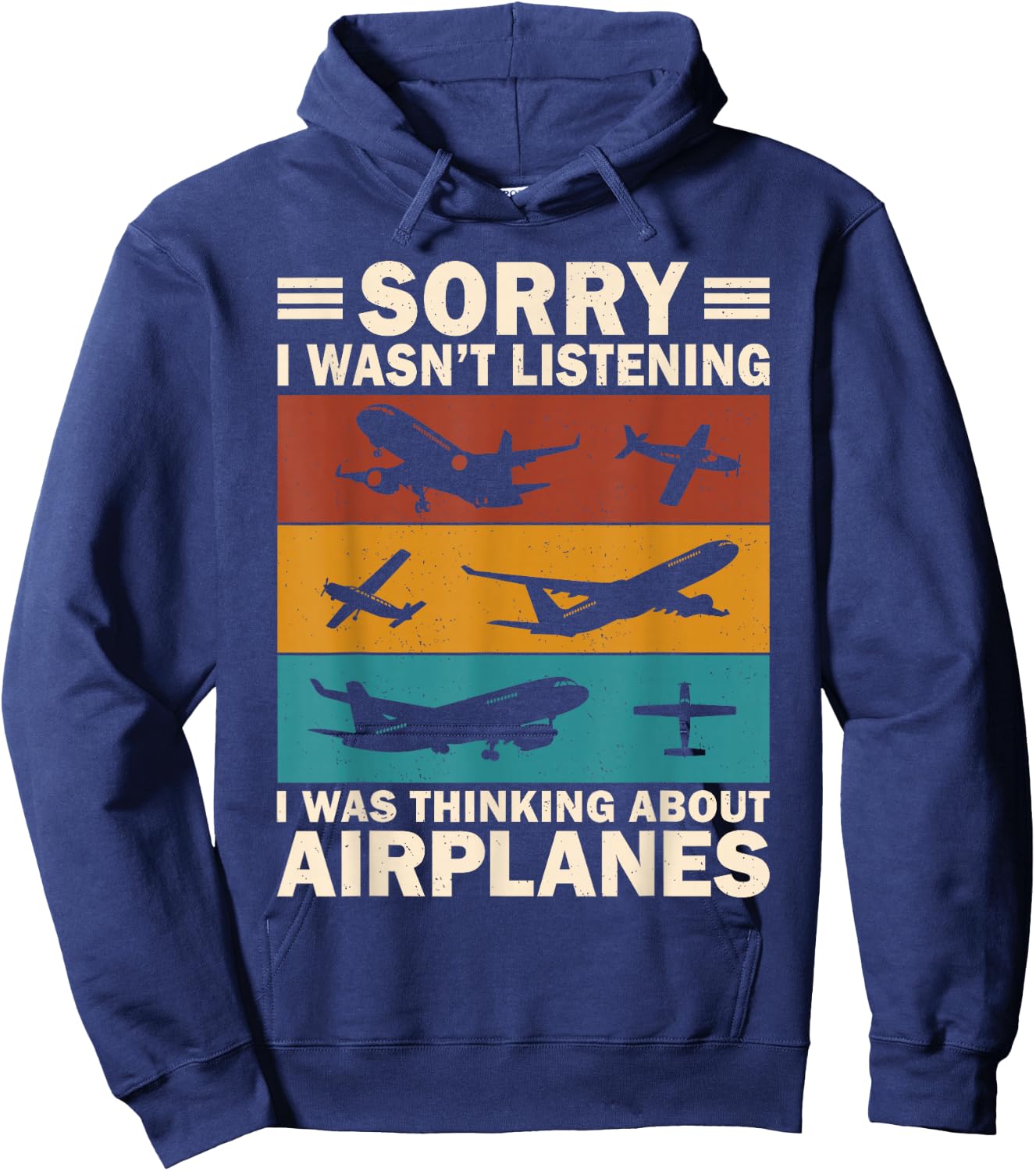 Airplane Aviation Shirt for Boys Men Funny Vintage Pilot Hoodie - Hoodie | Navy