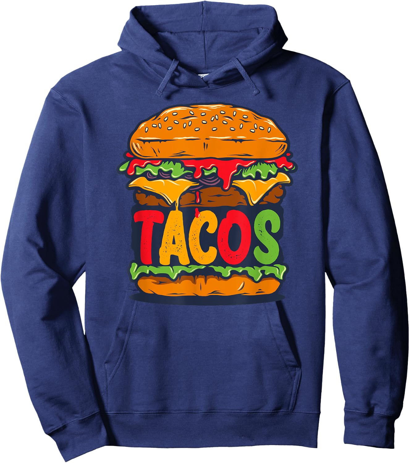 Tacurger - Burger Mexican Tortilla Tacos Tuesday Fiesta Hoodie - Hoodie | Navy