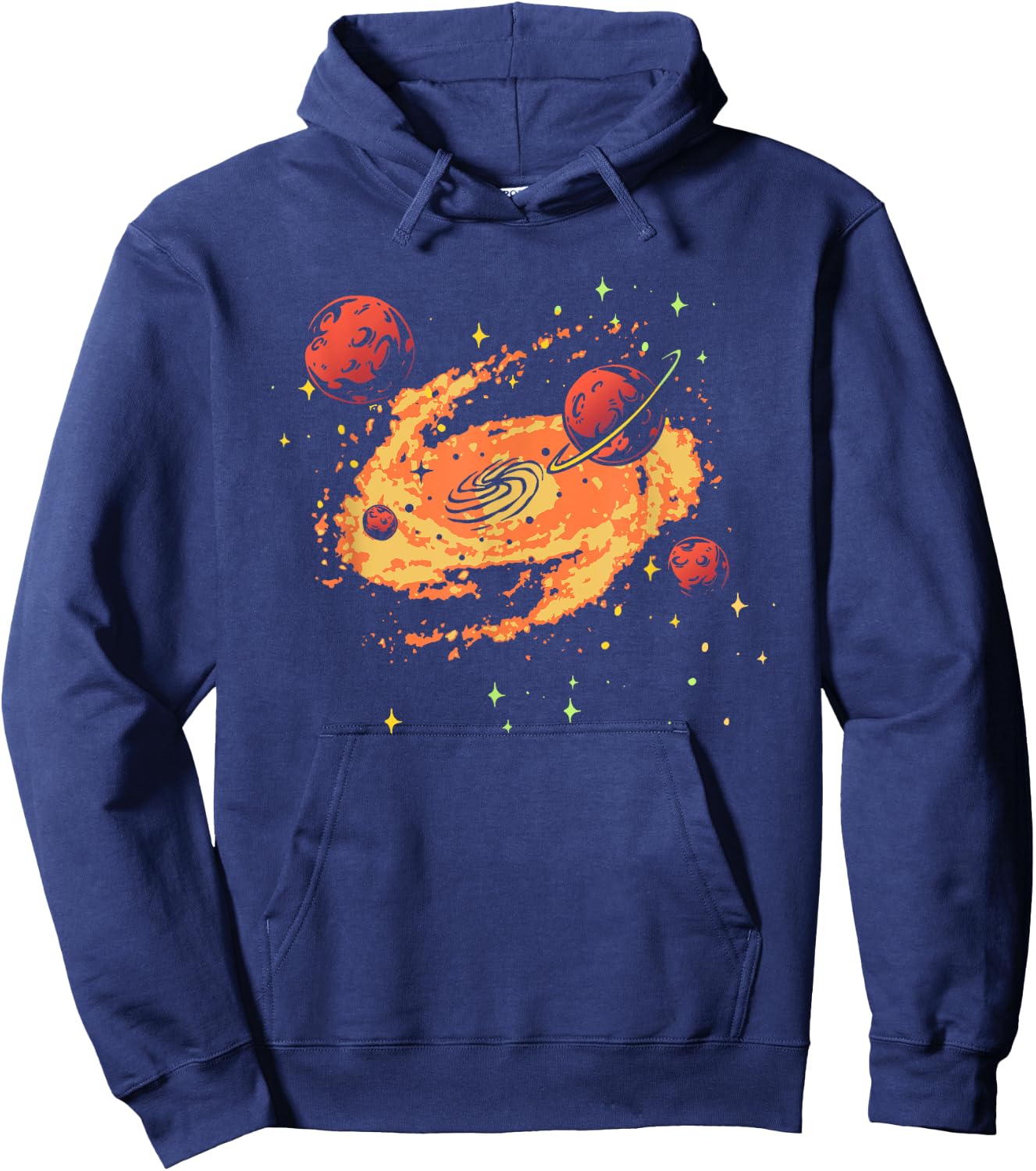 Galaxy Planets Solar System Space Earth Jupiter Sun Saturn Hoodie - Hoodie | Navy