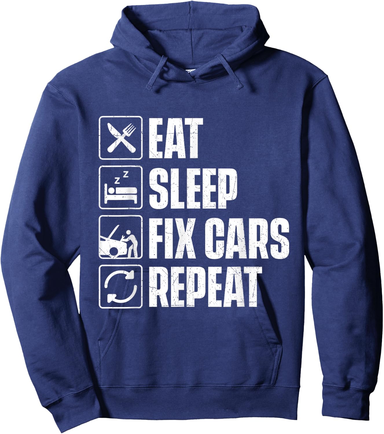 Eat Sleep Fix Cars Repeat - Car Lover Auto Mechanic Hoodie - Hoodie | Navy