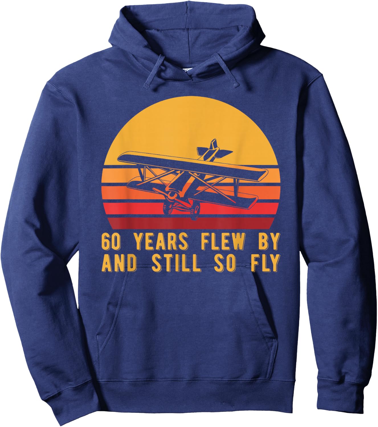 60th Birthday Biplane Turning 60 Airplane Pilot Hoodie - Hoodie | Navy
