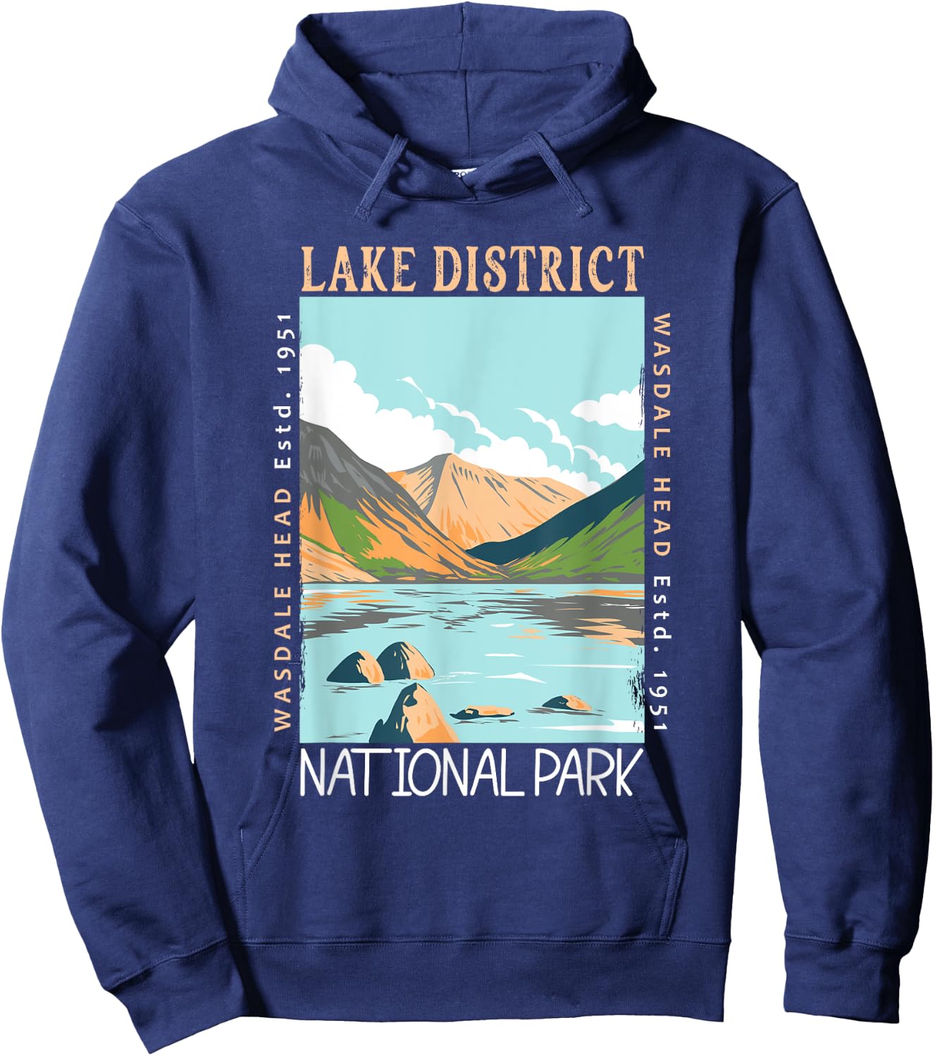 Lake District National Park England Distressed Vintage Hoodie - Hoodie | Navy