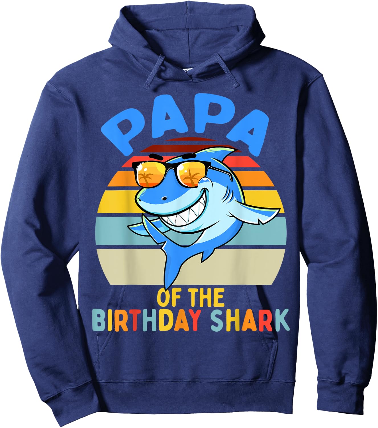 Papa of the Shark Birthday Matching Family Hoodie - Hoodie | Navy