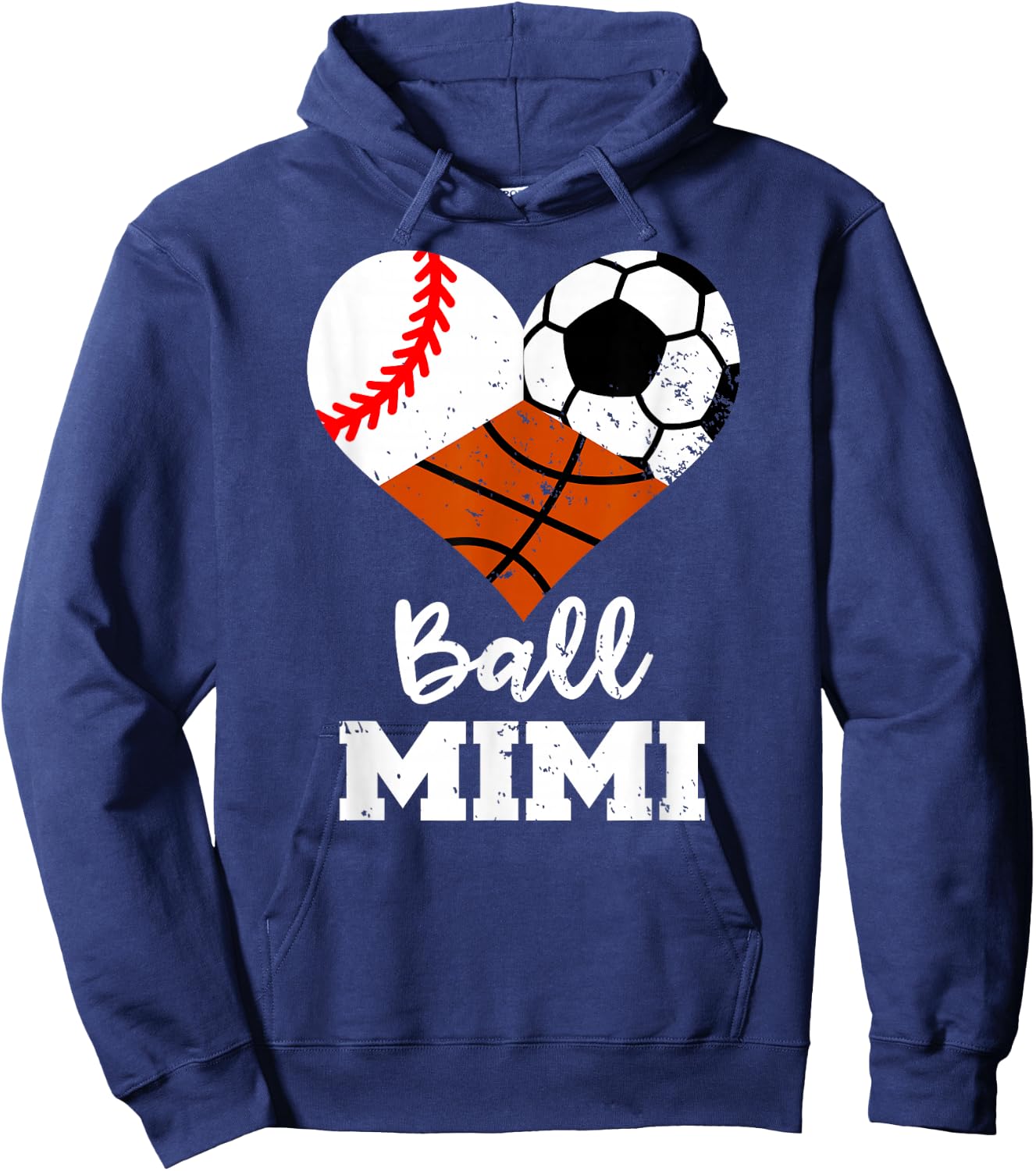Ball Mimi Heart Funny Baseball Soccer Basketball Mimi Hoodie - Hoodie | Navy