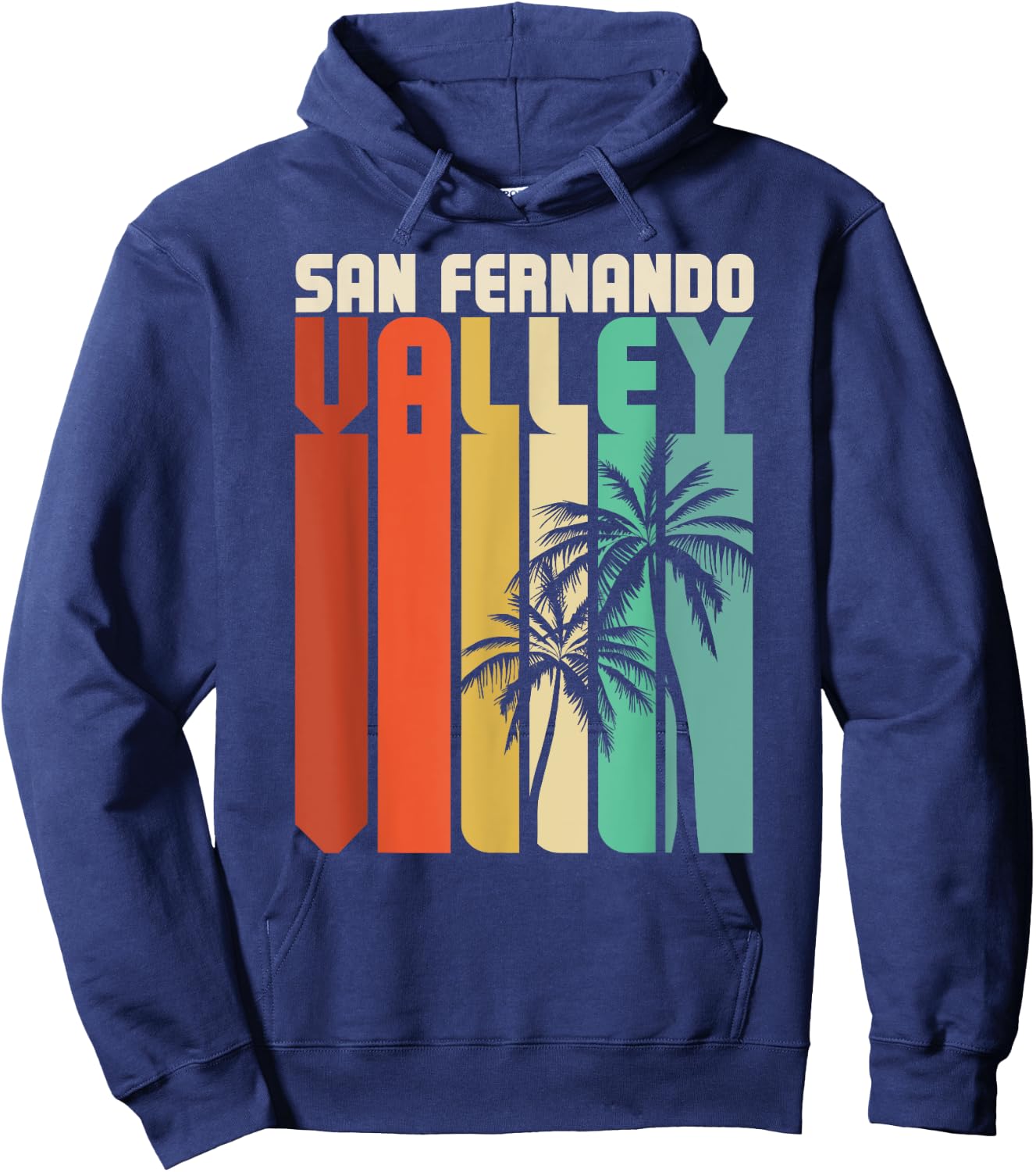 San Fernando Valley SFV California Van Nuys 818 Retro Palm Hoodie - Hoodie | Navy