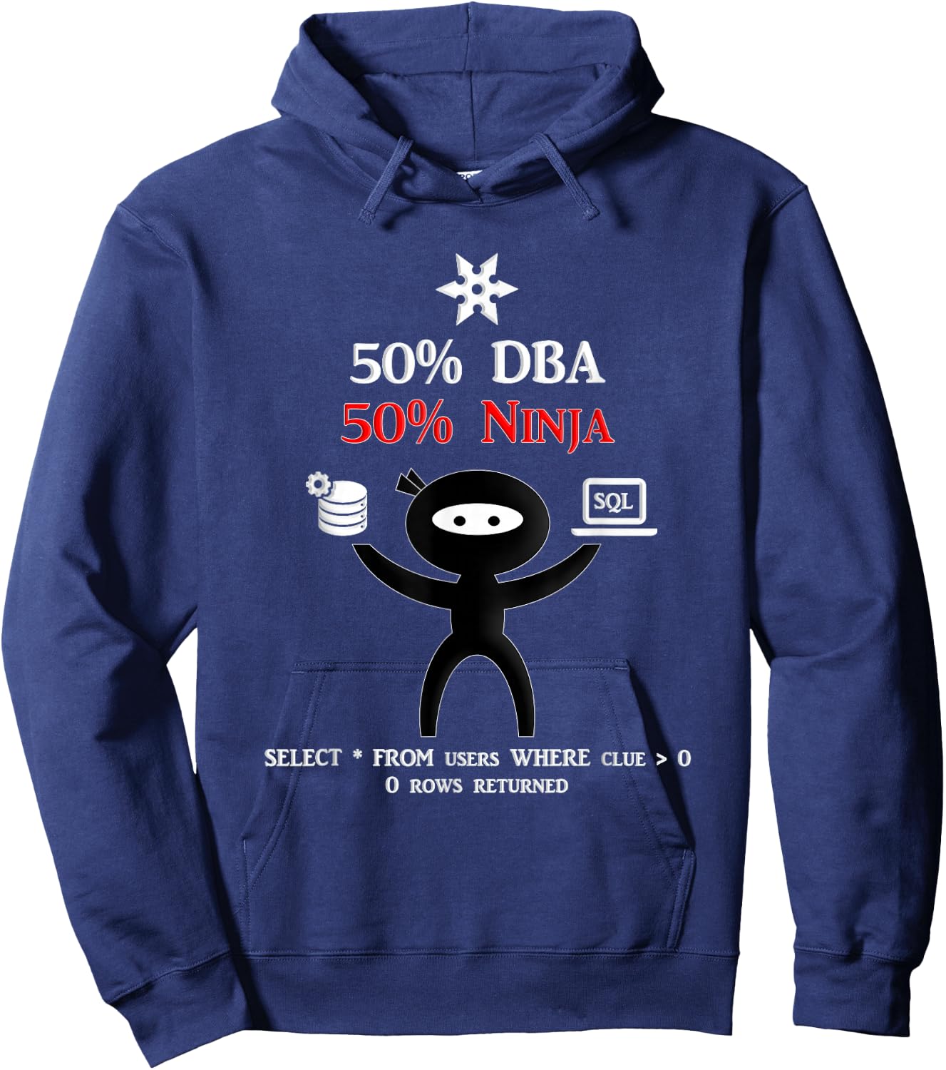 Funny DBA Shirt - IT Shirt - IT Merch for Database Admin SQL Hoodie - Hoodie | Navy