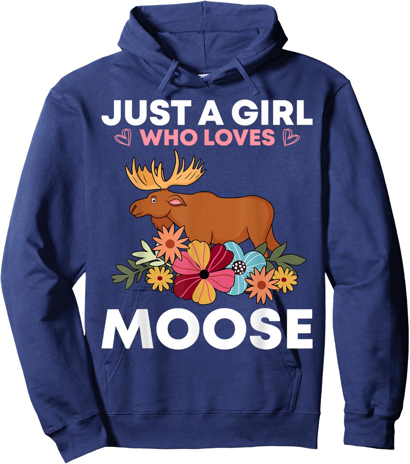 Funny Moose Girls Antler Alces Elk Forest Animal Hoodie - Hoodie | Navy