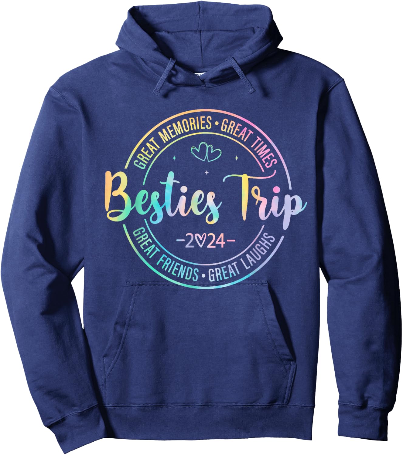 Besties Trip 2024 Great Memories Girls Trip Weekend Vacation Hoodie - Hoodie | Navy