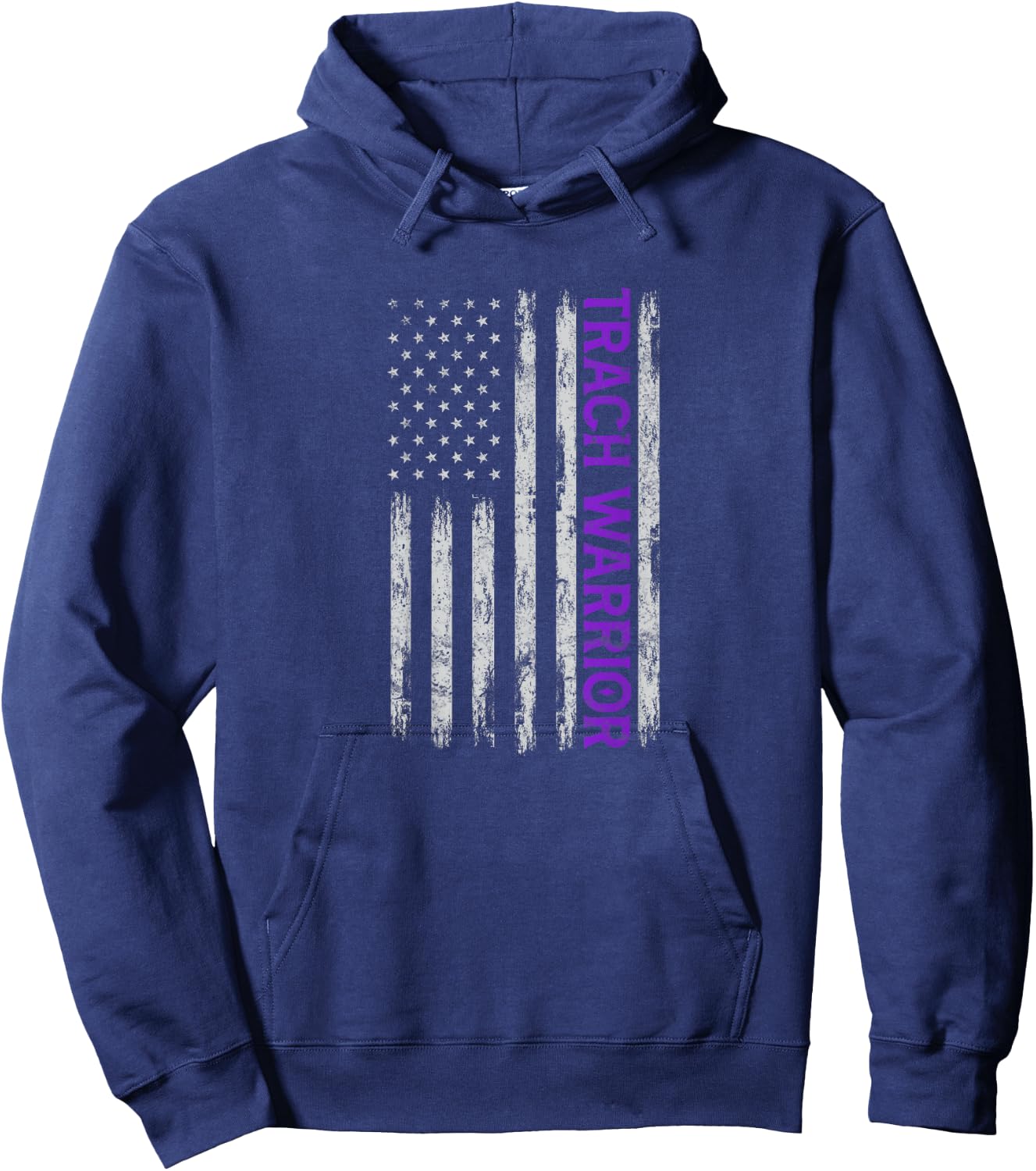 Trach Warrior Tracheostomy Awareness USA Flag Design On Back Kids Men Hoodie - Hoodie | Navy