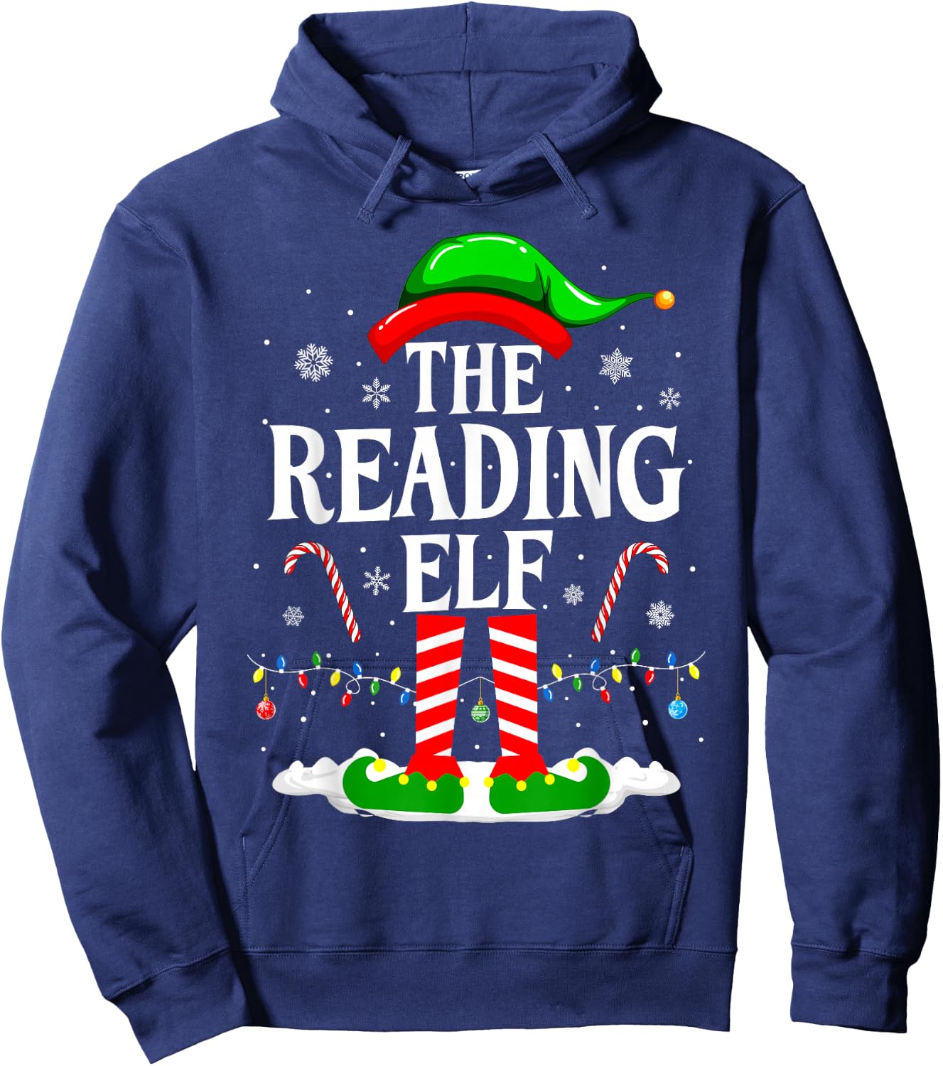 The Reading Elf Xmas Funny Book Lover Christmas Books Hoodie - Hoodie | Navy