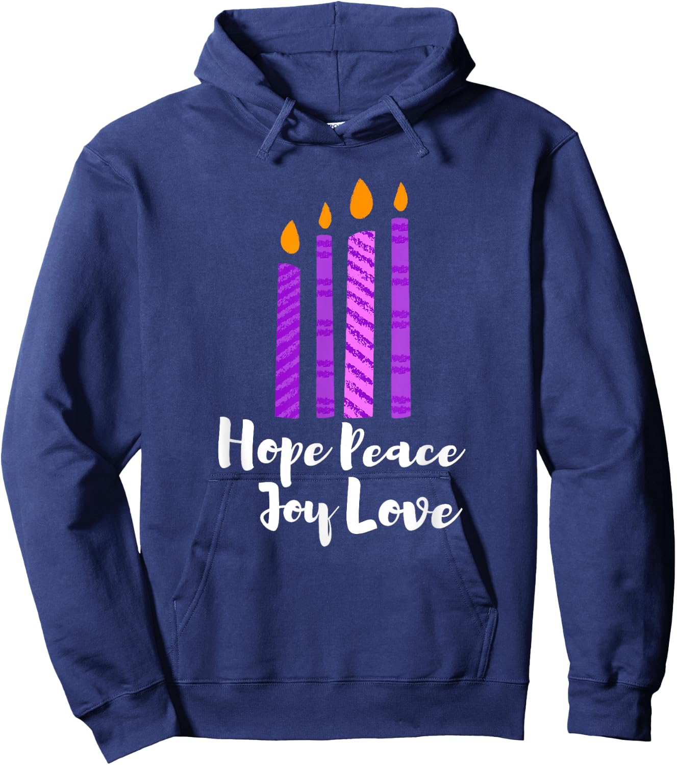 Advent Evergreen Wreath Candles Hope Peace Joy Love Advent Hoodie - Hoodie | Navy