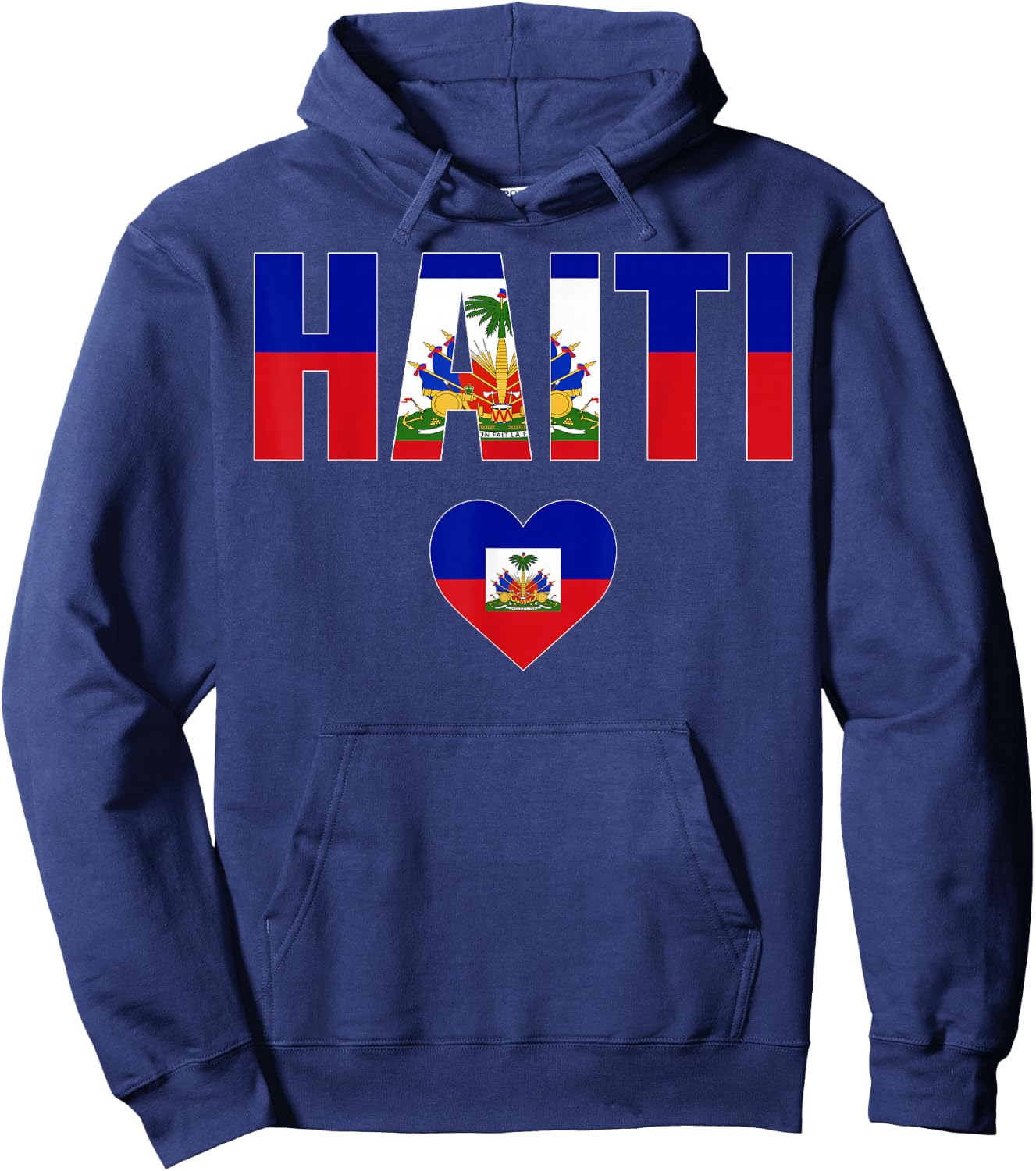 Haiti Haitian Flag Heart Pride Women Kids Boys Men Hoodie - Hoodie | Navy