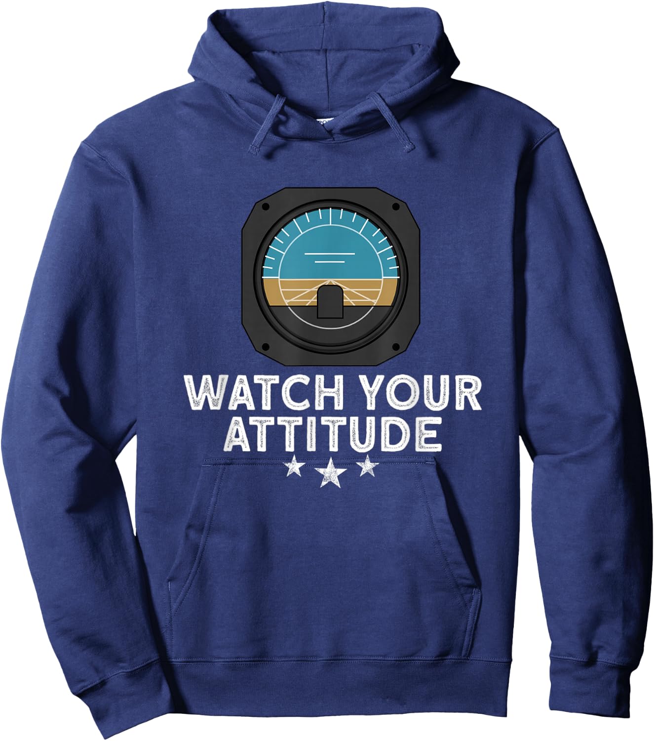 Flight School & Airplane Pilot Gifts Aviation Pilot Black Small Classic Fit Short Sleeve Cotton Blend Watch Your Attitude Hoodie - Hoodie | Navy