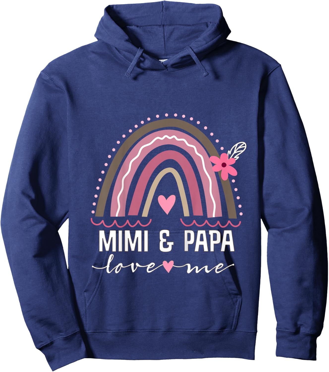 Kids Mimi and Papa Love Me Granddaughter Rainbow Hoodie - Hoodie | Navy