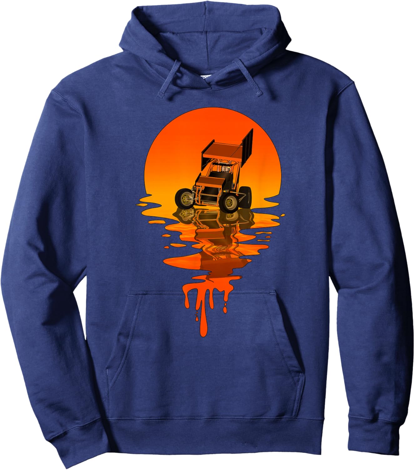Vintage Retro Style Sprint Car Racing Hoodie - Hoodie | Navy